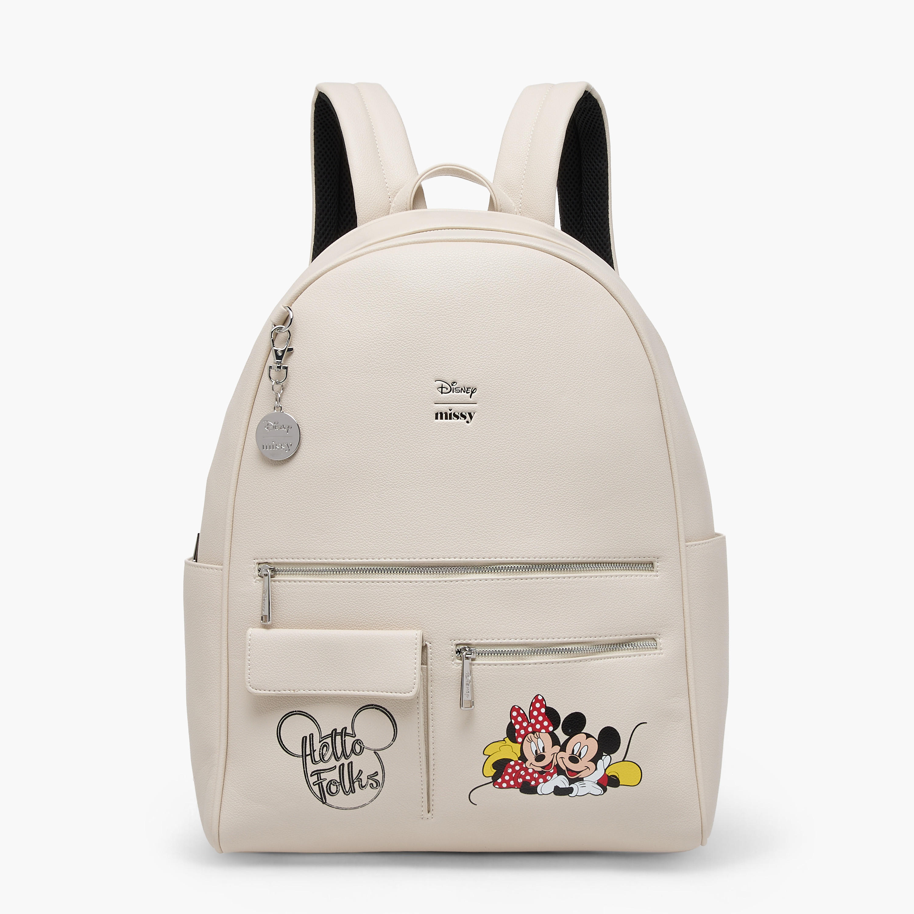 Disney Mickey and Minnie Mouse Print Backpack with Adjustable Straps and Zip Closure - 12x25x34 cm-women-bagsandwallets-backpacks-image-1