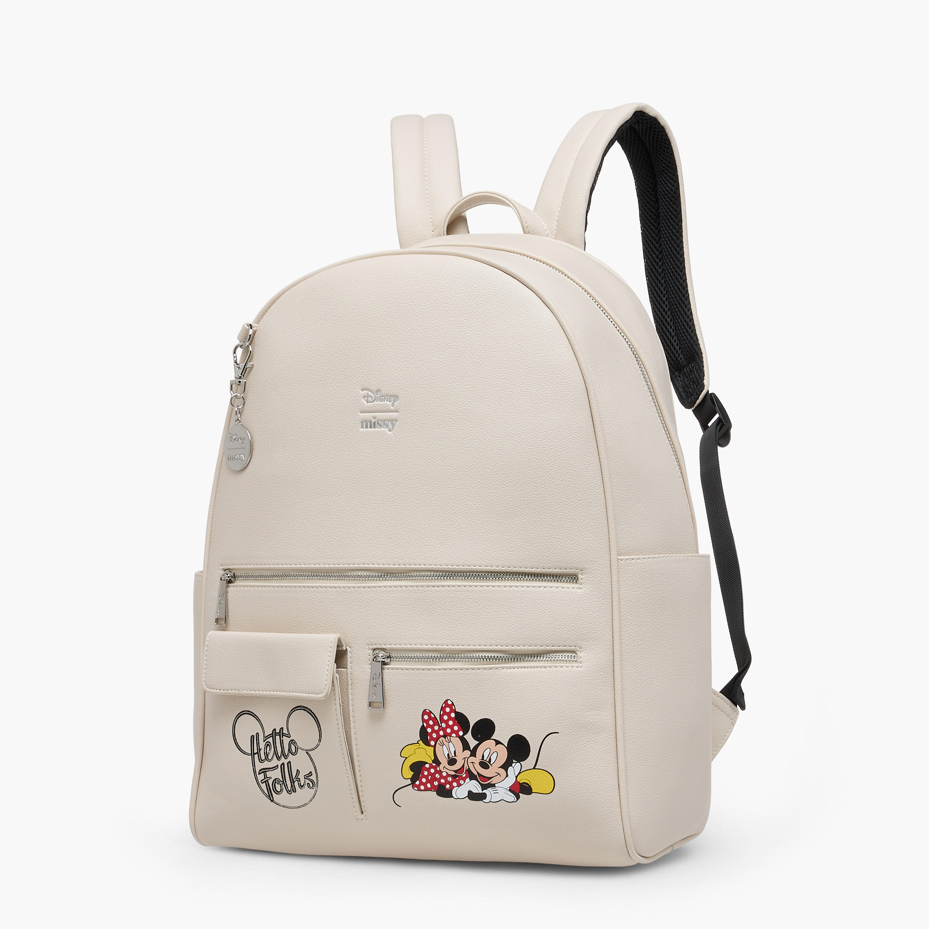 Disney Mickey and Minnie Mouse Print Backpack with Adjustable Straps and Zip Closure - 12x25x34 cm-women-bagsandwallets-backpacks-image-2