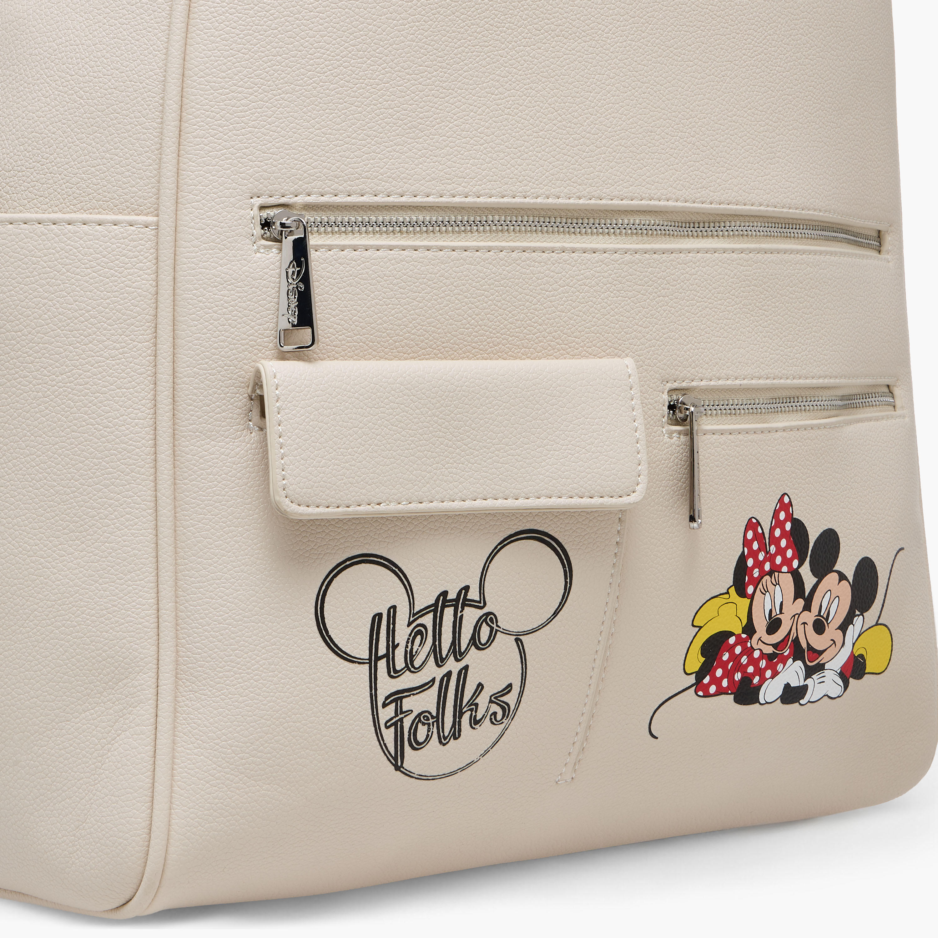 Disney Mickey and Minnie Mouse Print Backpack with Adjustable Straps and Zip Closure - 12x25x34 cm-women-bagsandwallets-backpacks-image-5
