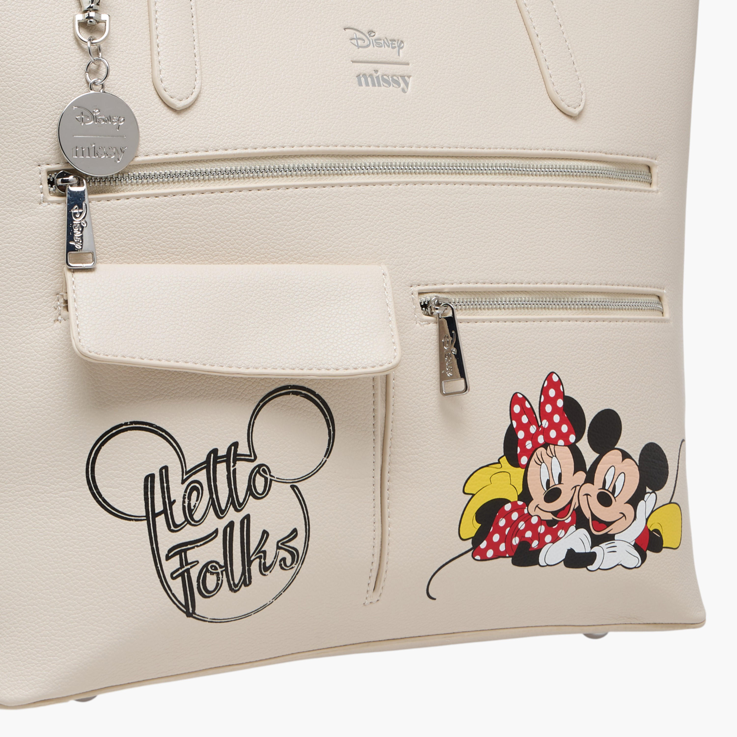 Disney Mickey and Minnie Mouse Print Tote Bag with Double Handle and Zip Closure-women-bagsandwallets-handbags-image-6