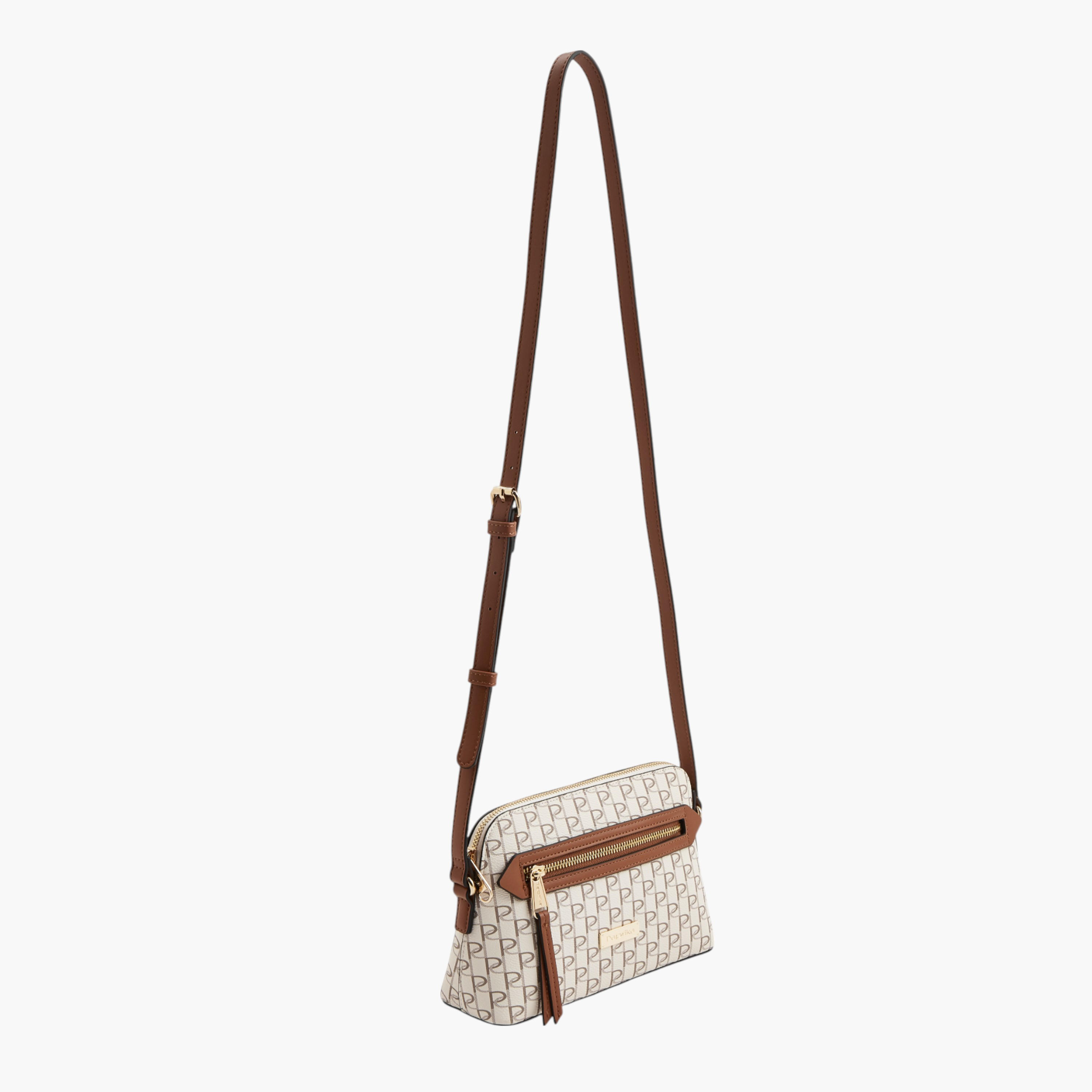 Paprika Monogram Print Crossbody Bag with Adjustable Strap and Zip Closure-women-bagsandwallets-handbags-image-6