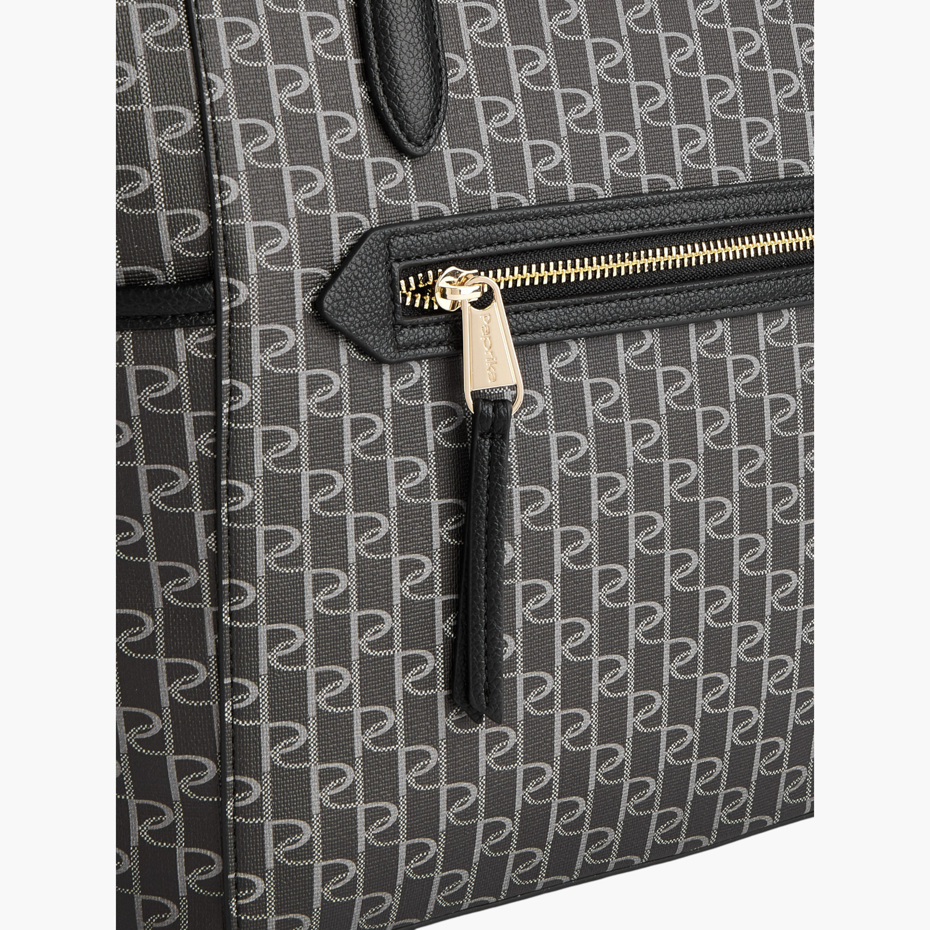 Paprika Monogram Print Tote Bag with Double Handle and Zip Closure-women-bagsandwallets-handbags-image-4