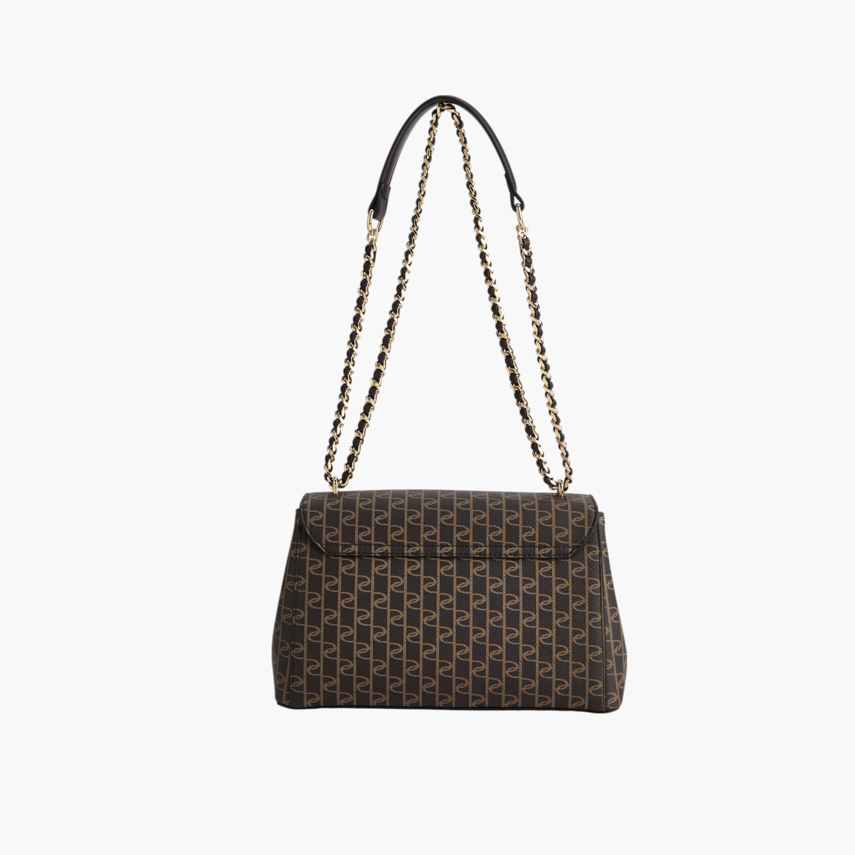 Paprika Monogram Print Crossbody Bag with Chain Strap and Button Closure-women-bagsandwallets-handbags-image-2