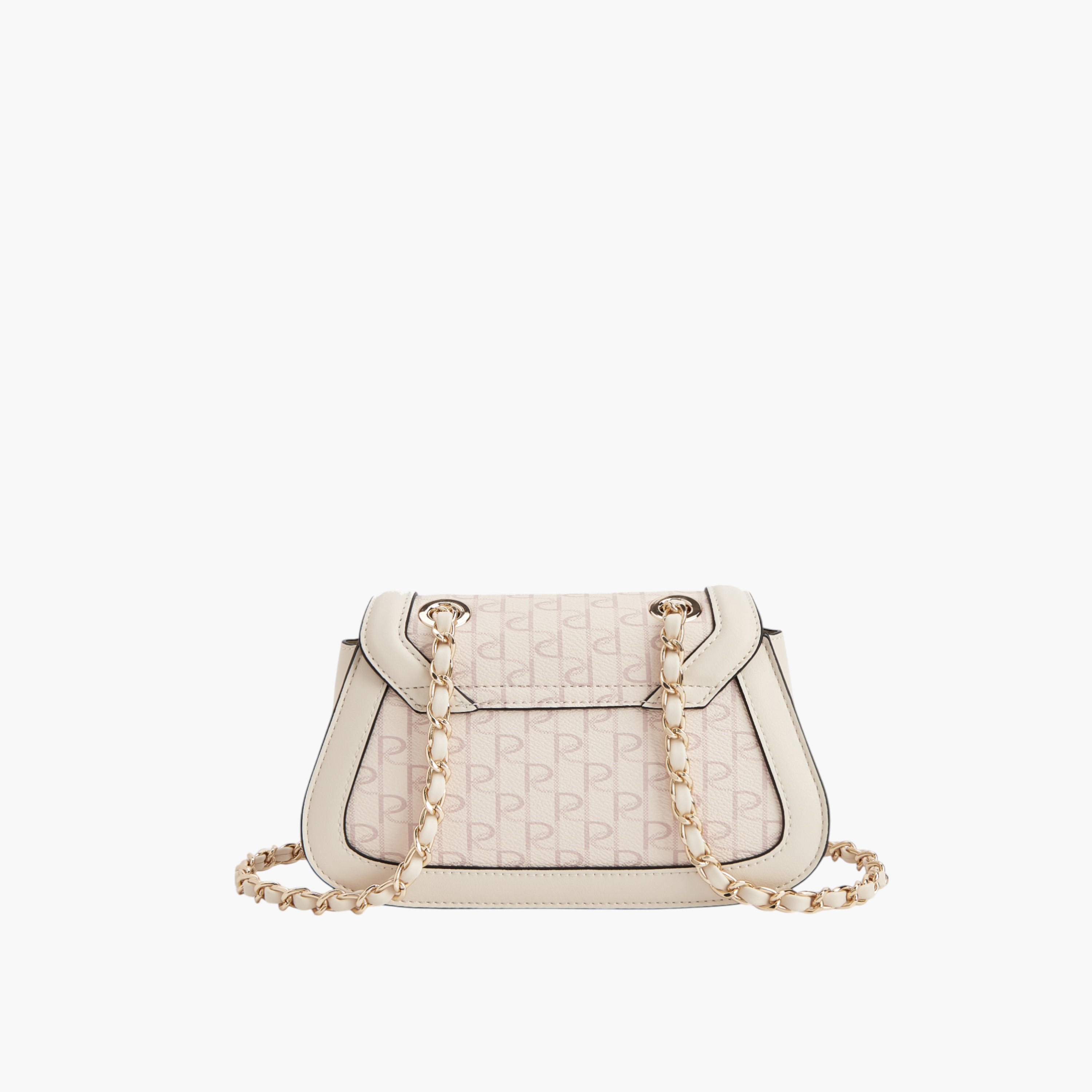 Paprika Monogram Print Crossbody Bag with Chain Accented Strap and Flap Closure-women-bagsandwallets-handbags-image-2
