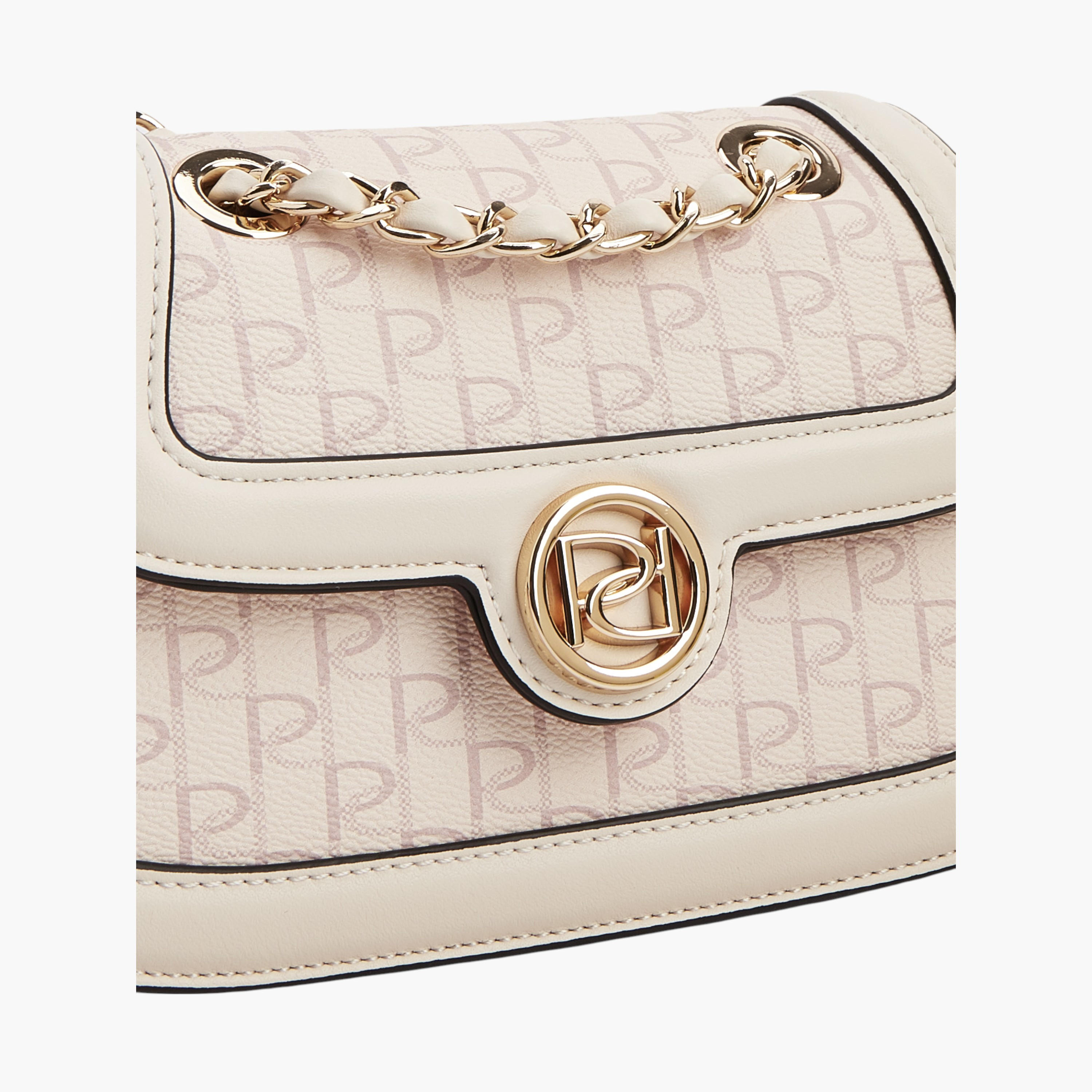Paprika Monogram Print Crossbody Bag with Chain Accented Strap and Flap Closure-women-bagsandwallets-handbags-image-4