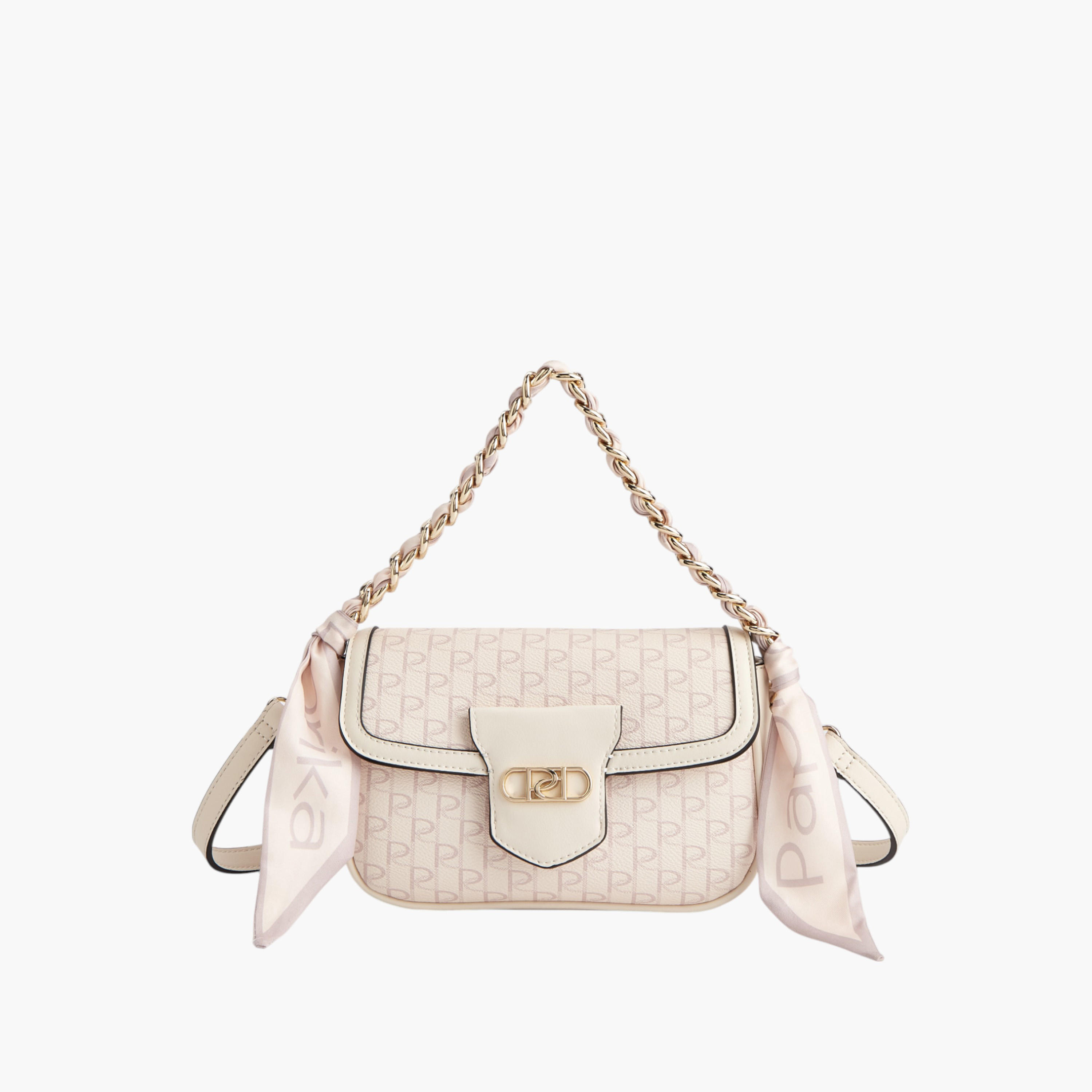 Paprika Monogram Print Crossbody Bag with Detachable Strap and Flap Closure-women-bagsandwallets-handbags-image-1