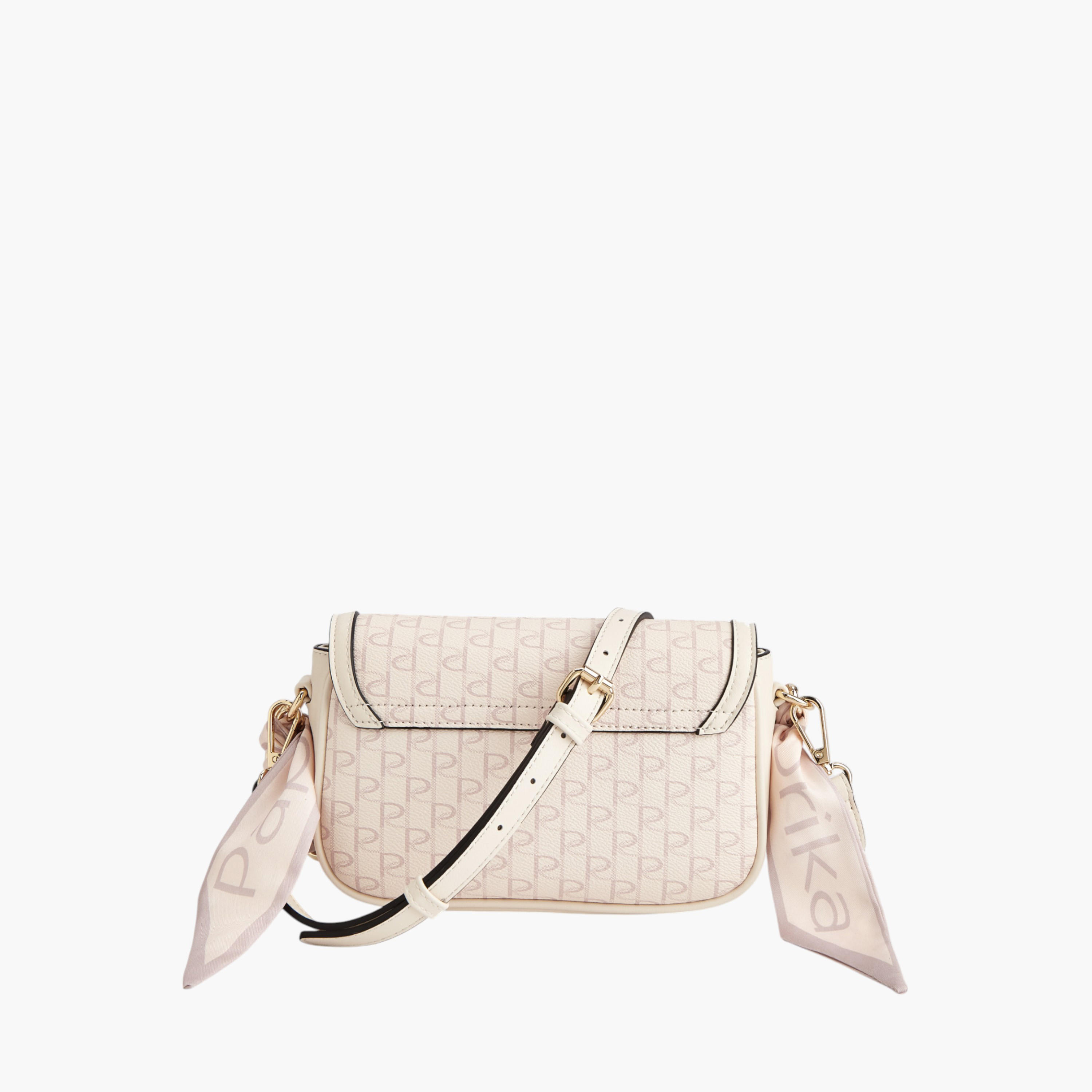 Paprika Monogram Print Crossbody Bag with Detachable Strap and Flap Closure-women-bagsandwallets-handbags-image-2