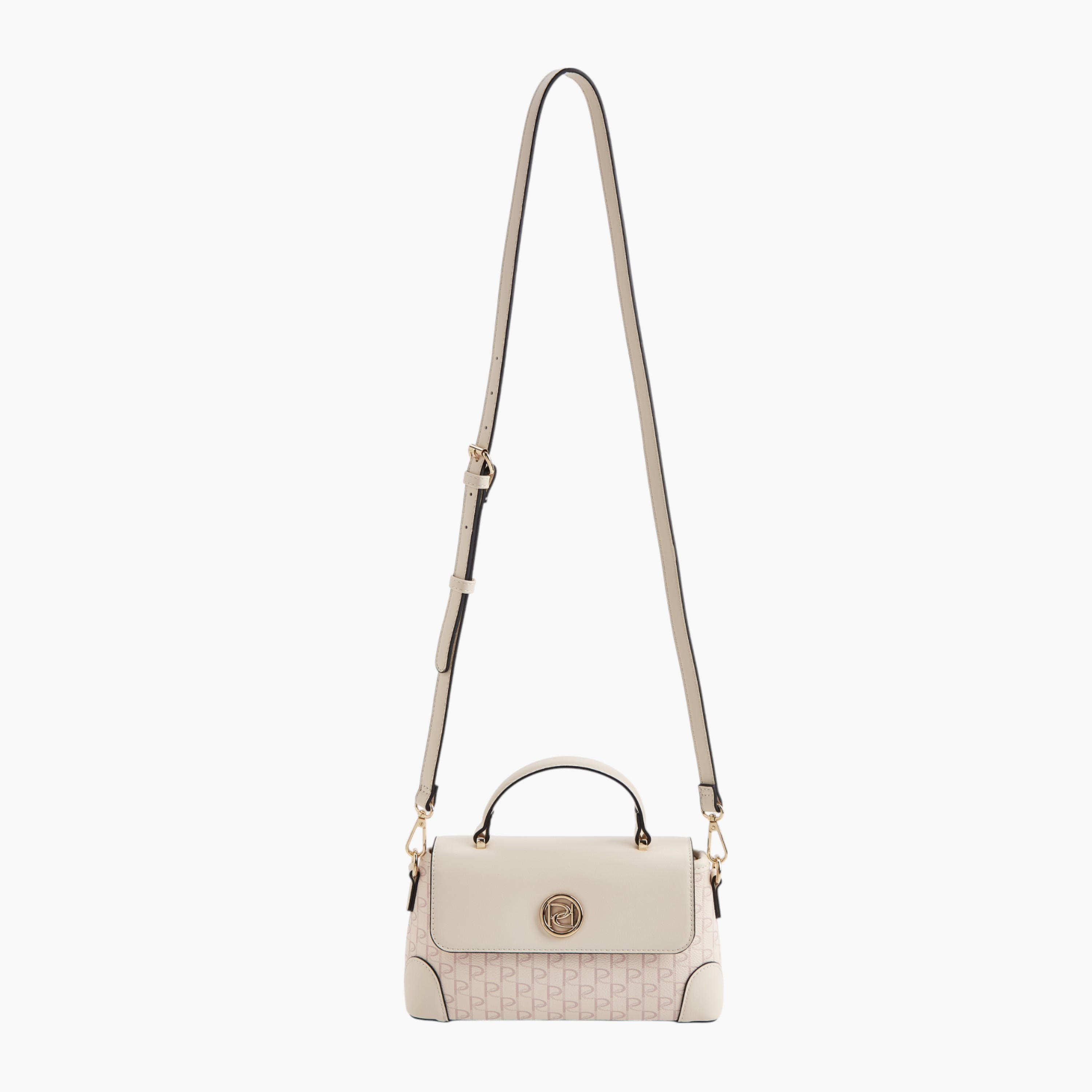 Paprika Monogram Print Satchel Bag with Grab Handle and Button Closure-women-bagsandwallets-handbags-image-6