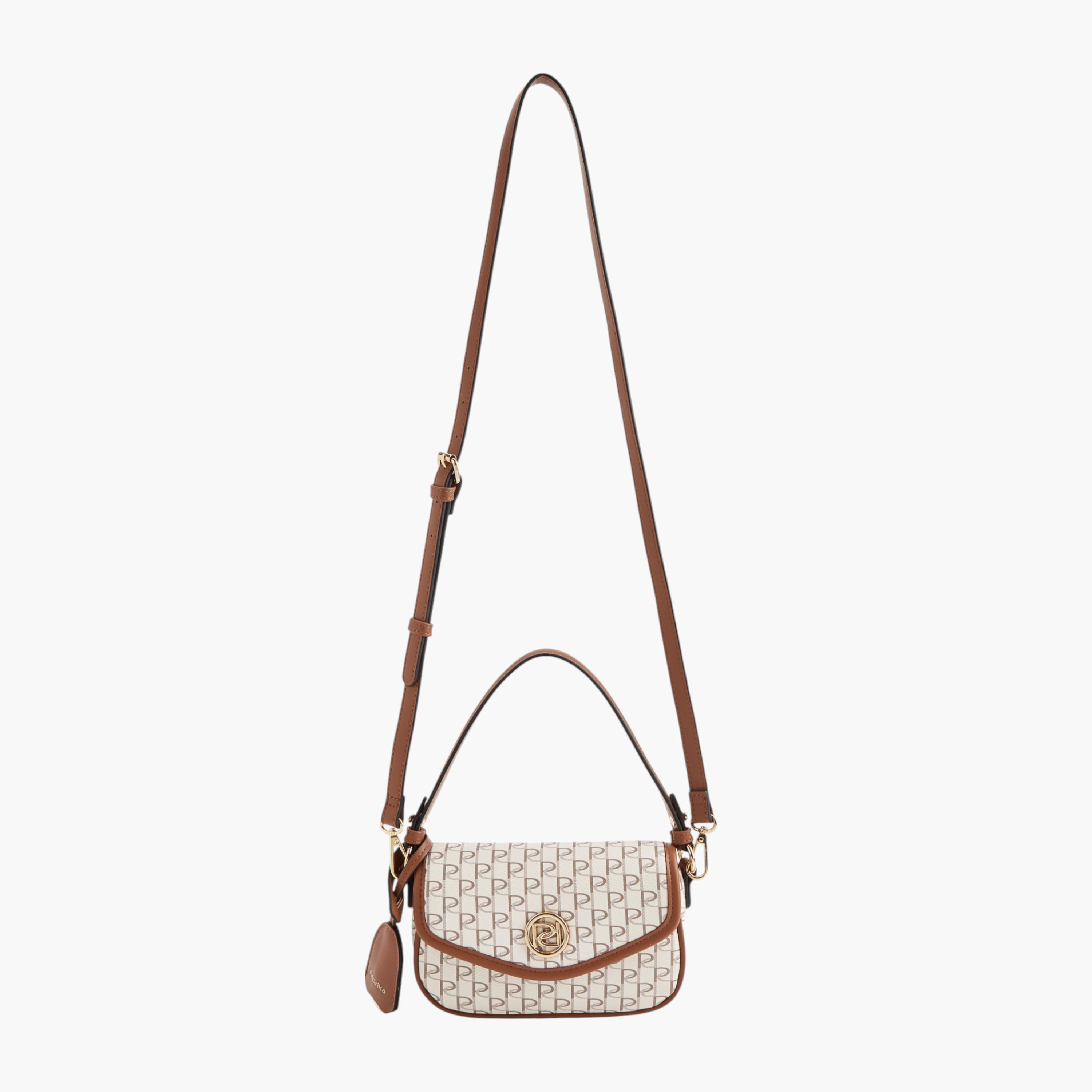 Paprika Monogram Print Crossbody Bag with Button Closure and Adjustable Strap-women-bagsandwallets-handbags-image-6