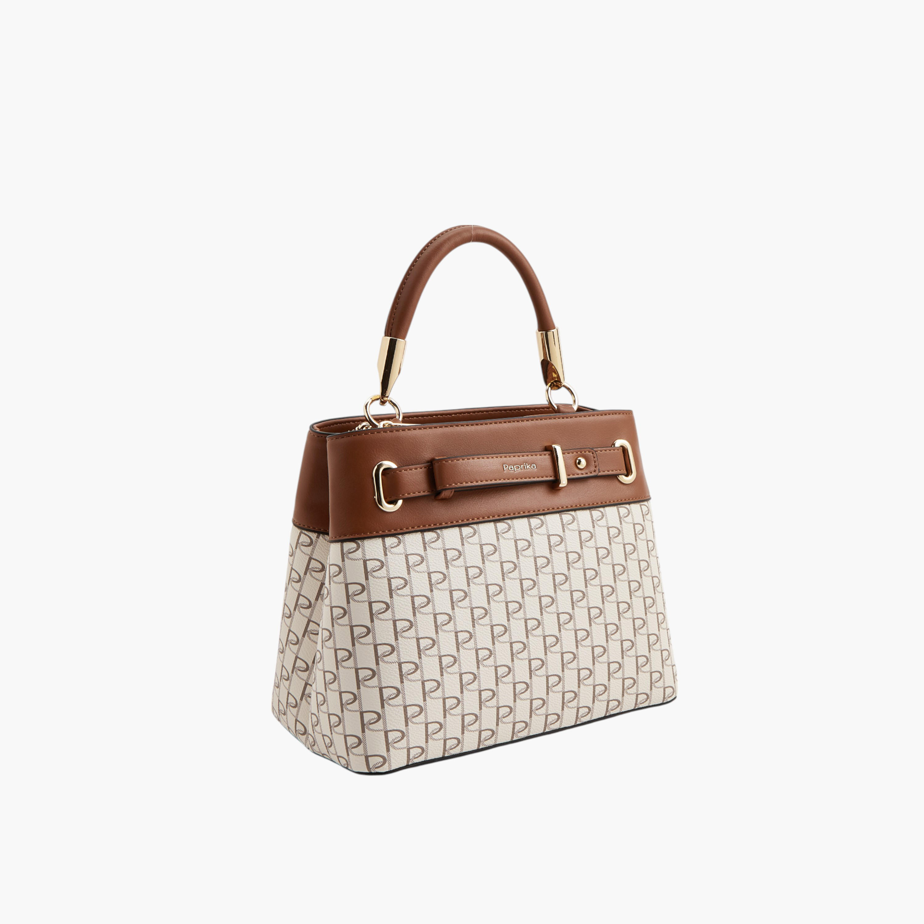شنطة توت بطبعات مونوجرام وبحزام قابل للفصل وسحاب إغلاق من بابريكا-women-bagsandwallets-handbags-image-3