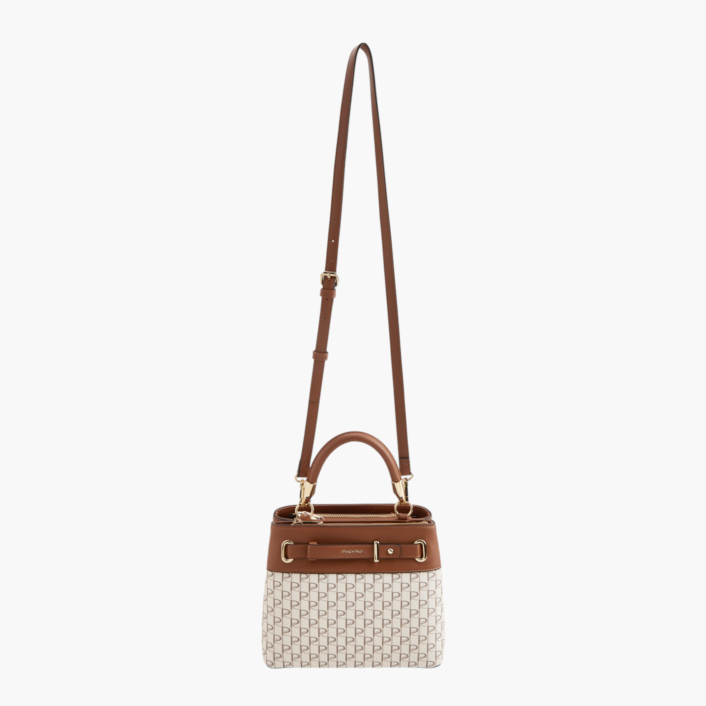 شنطة توت بطبعات مونوجرام وبحزام قابل للفصل وسحاب إغلاق من بابريكا-women-bagsandwallets-handbags-image-6