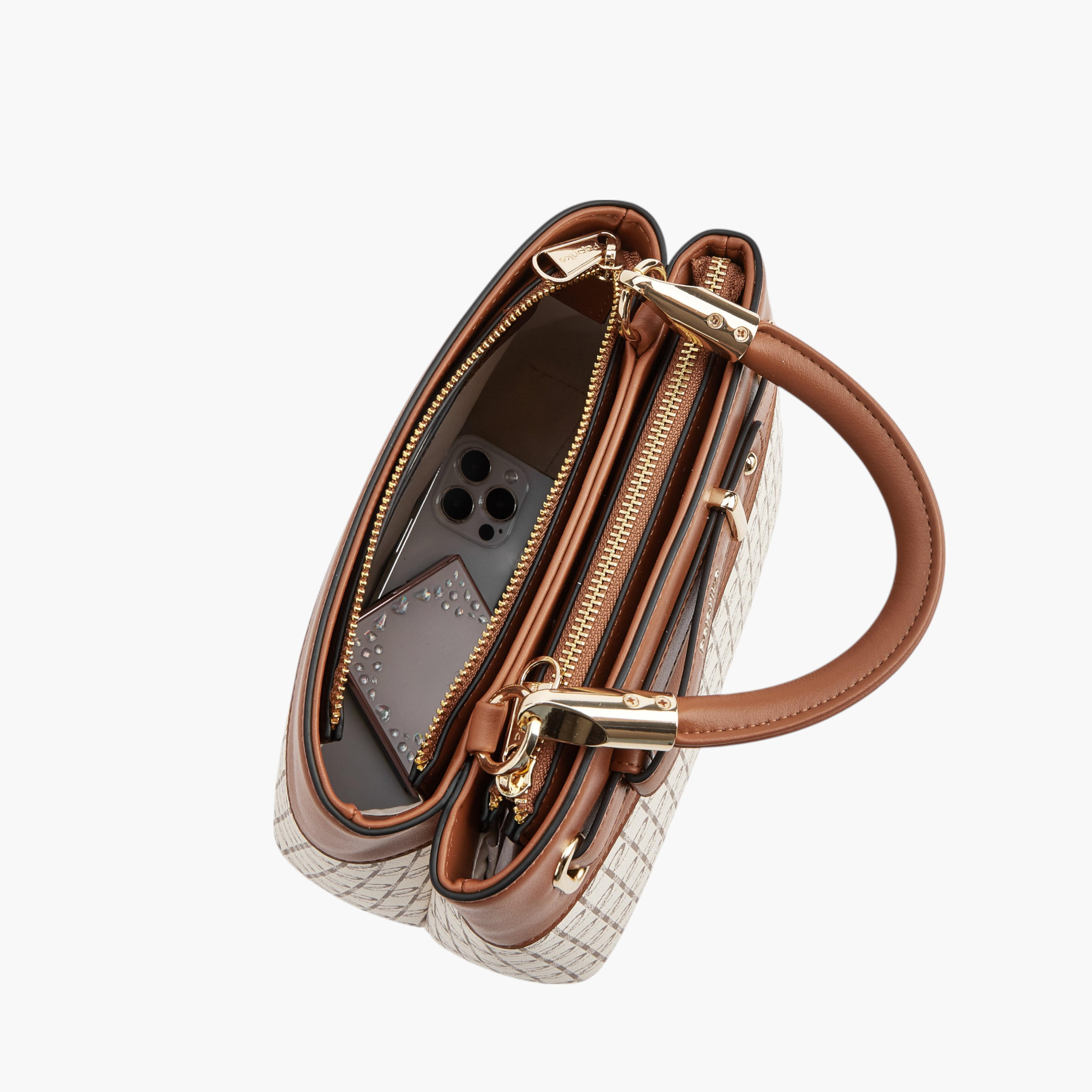 شنطة توت بطبعات مونوجرام وبحزام قابل للفصل وسحاب إغلاق من بابريكا-women-bagsandwallets-handbags-image-7