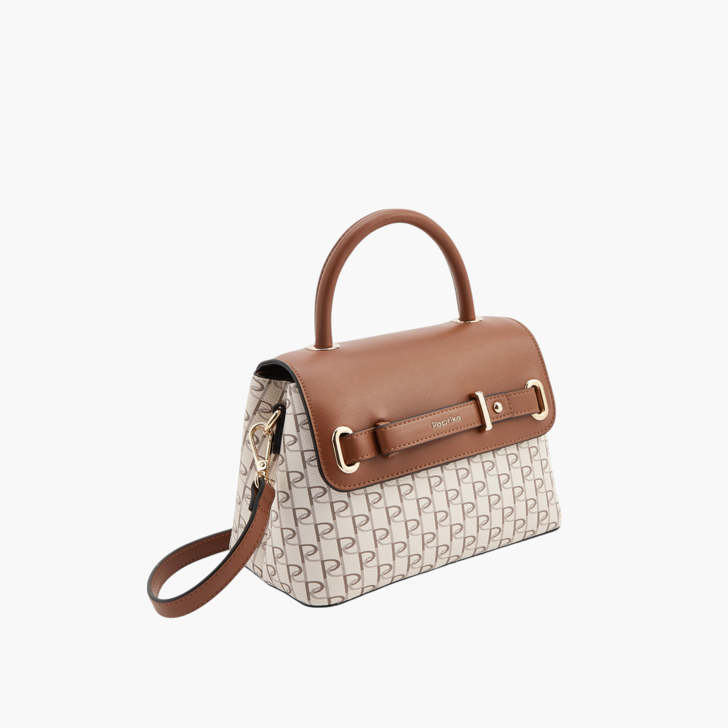 شنطة ساتشيل بطبعات مونوجرام وحزام قابل للفصل وزينة إبزيم من بابريكا-women-bagsandwallets-handbags-image-3