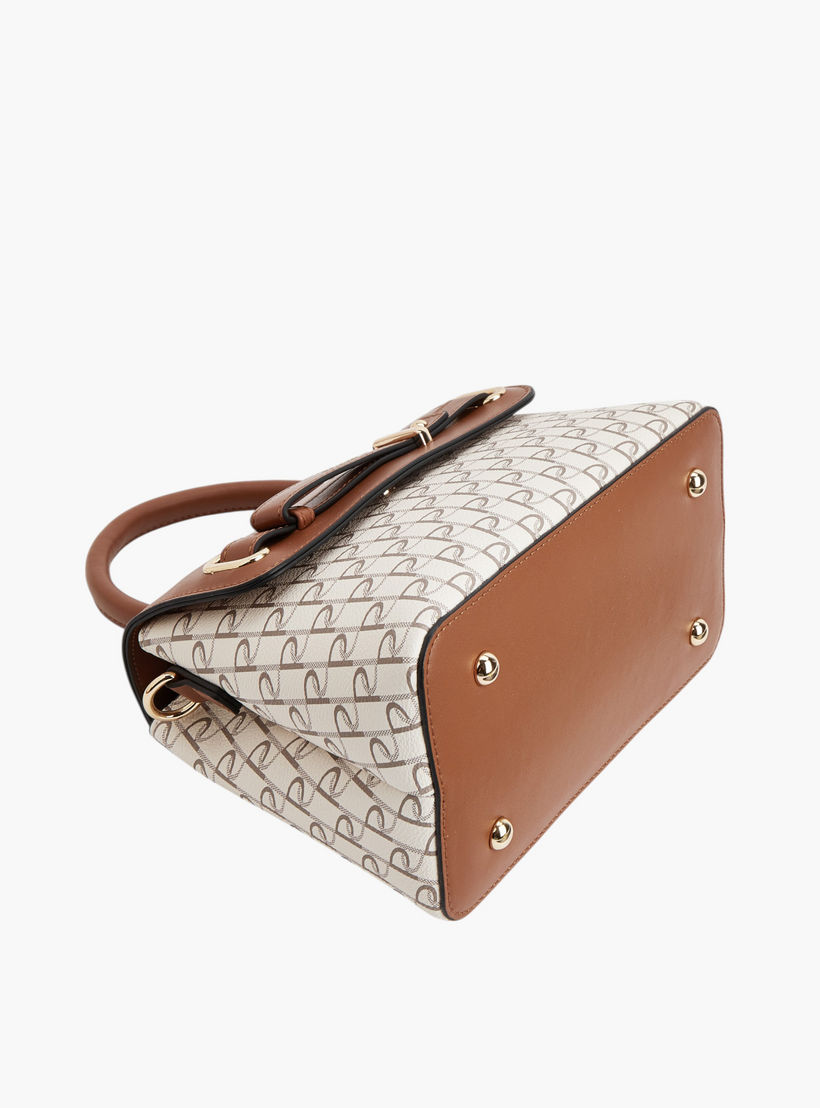 شنطة ساتشيل بطبعات مونوجرام وحزام قابل للفصل وزينة إبزيم من بابريكا-women-bagsandwallets-handbags-image-4