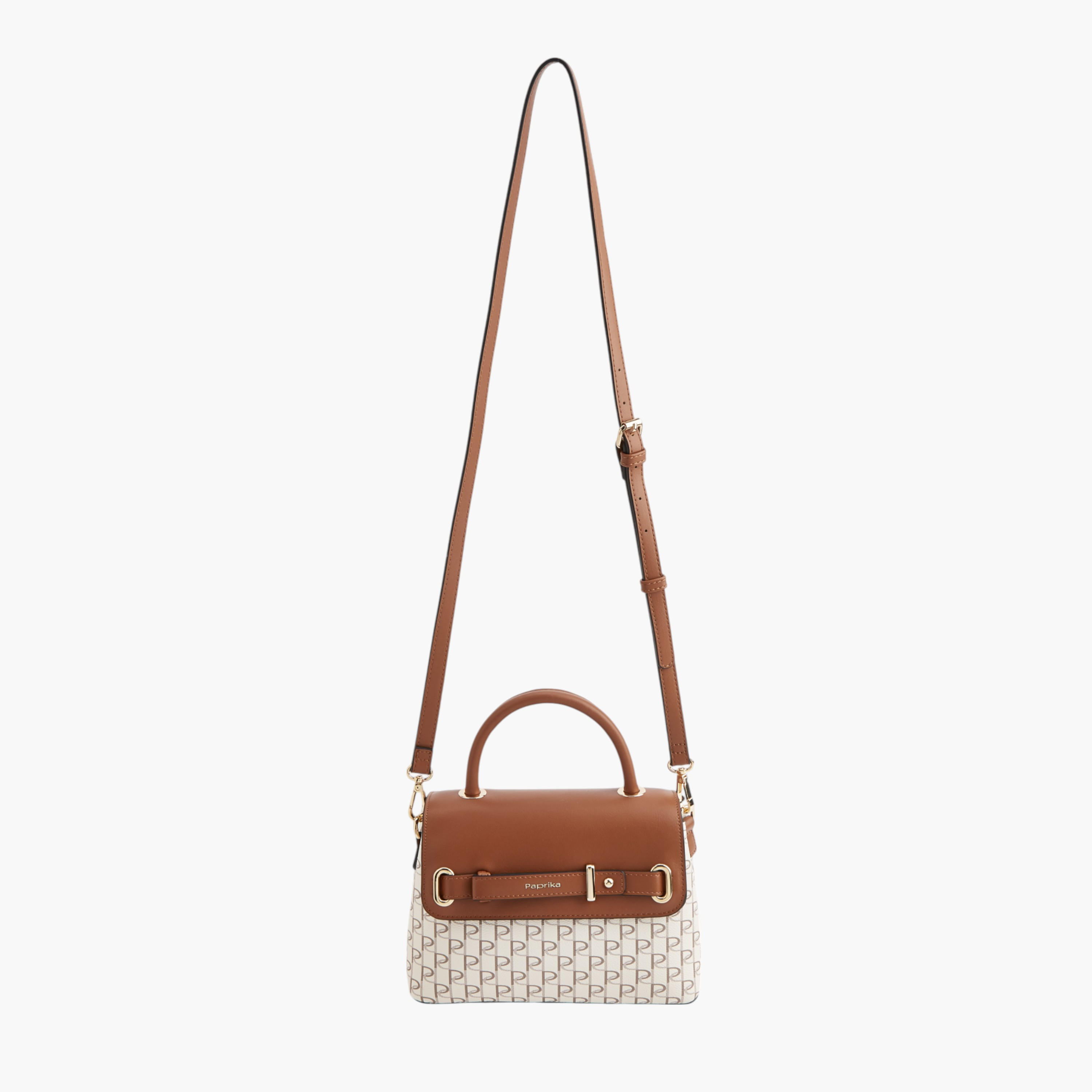 شنطة ساتشيل بطبعات مونوجرام وحزام قابل للفصل وزينة إبزيم من بابريكا-women-bagsandwallets-handbags-image-5
