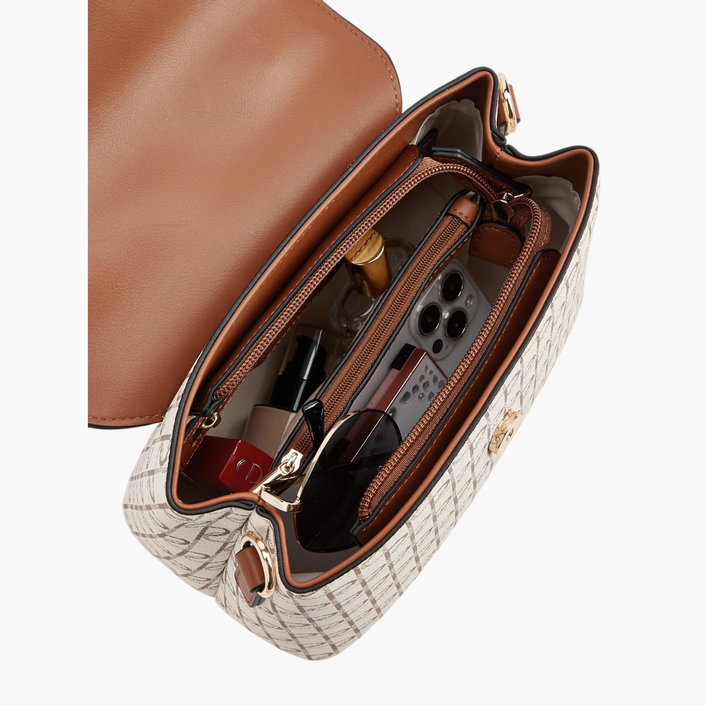 شنطة ساتشيل بطبعات مونوجرام وحزام قابل للفصل وزينة إبزيم من بابريكا-women-bagsandwallets-handbags-image-6