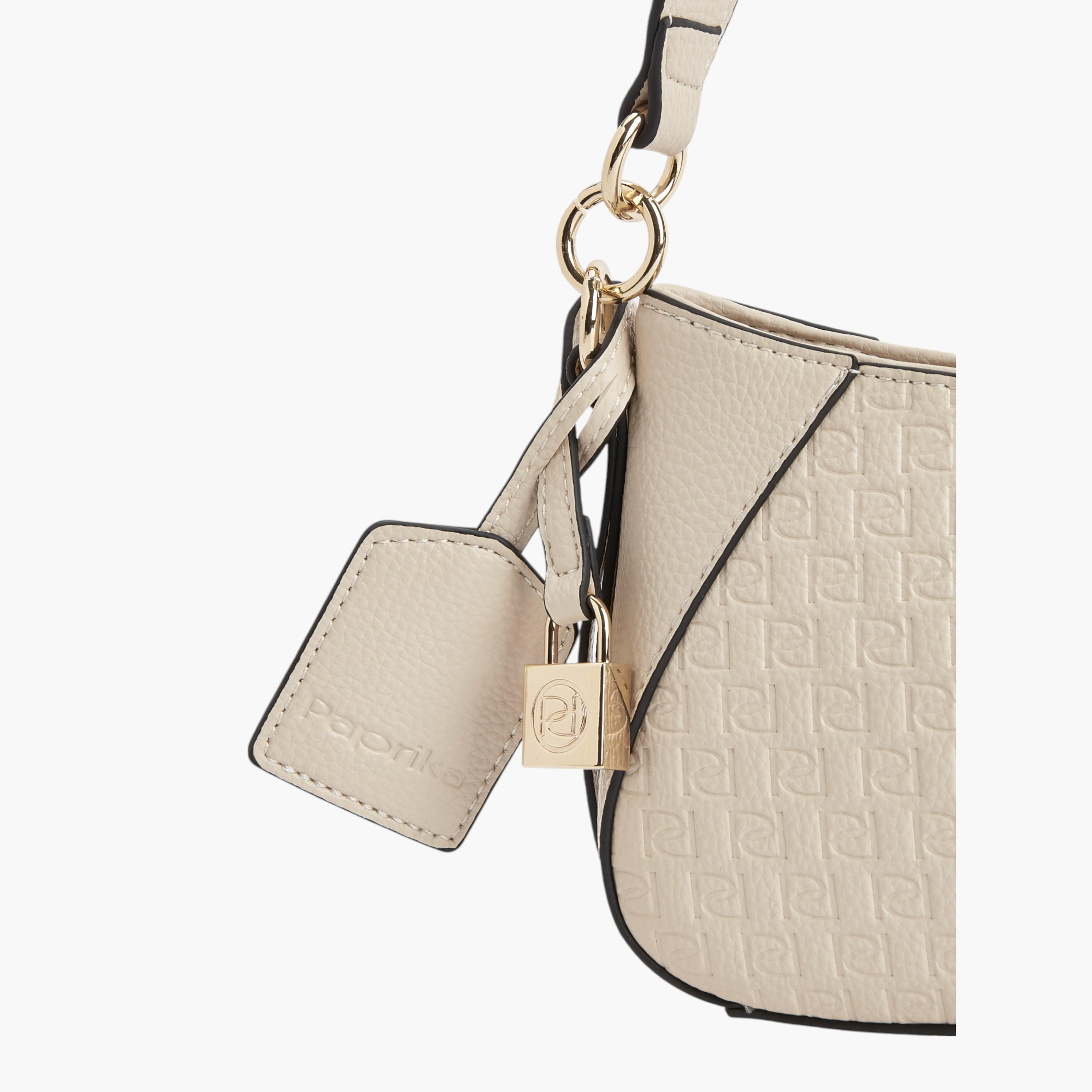 شنطة كتف بحزام قابل للفصل وسحاب إغلاق ونقوش مونوجرام من بابريكا-women-bagsandwallets-handbags-image-4