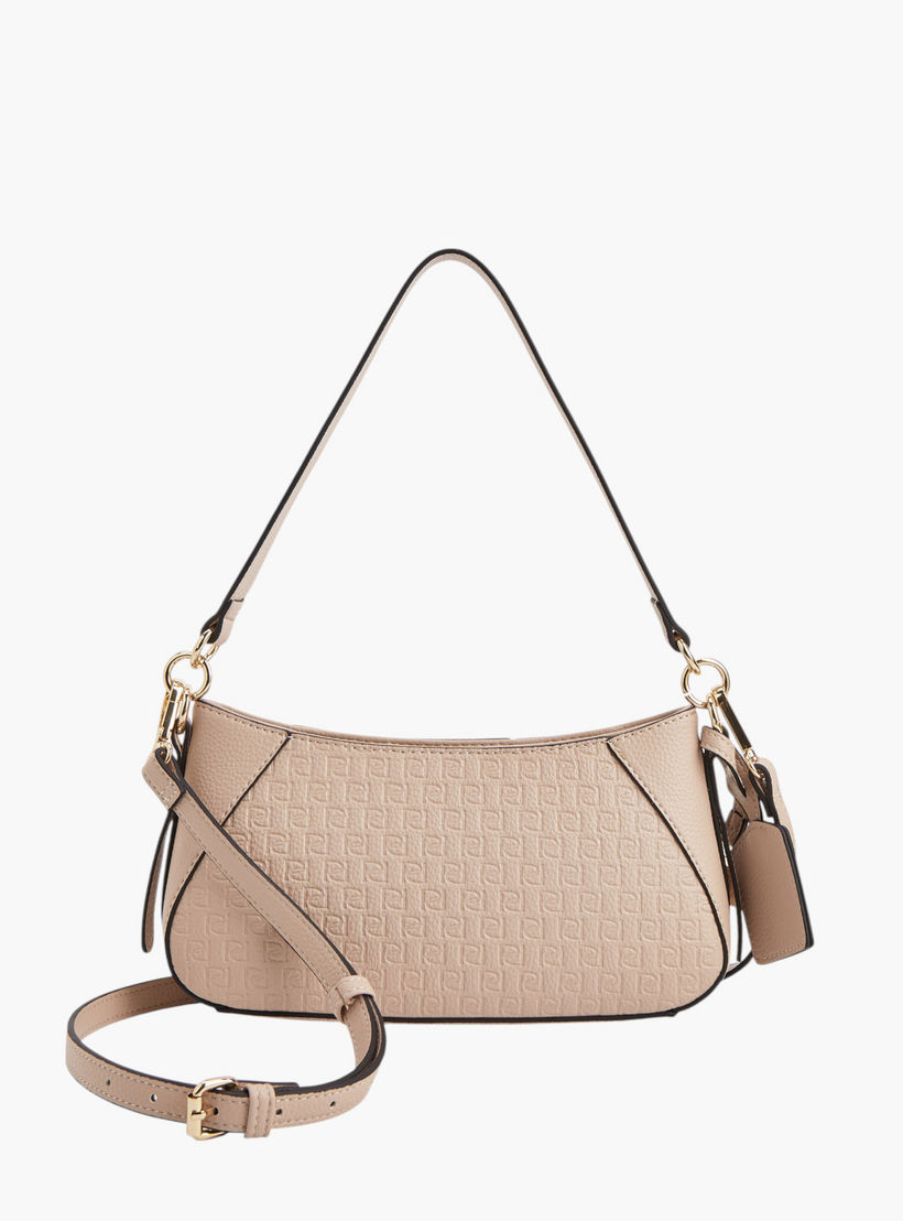 Paprika Monogram Embossed Shoulder Bag with Detachable Strap and Zip Closure-women-bagsandwallets-handbags-image-2