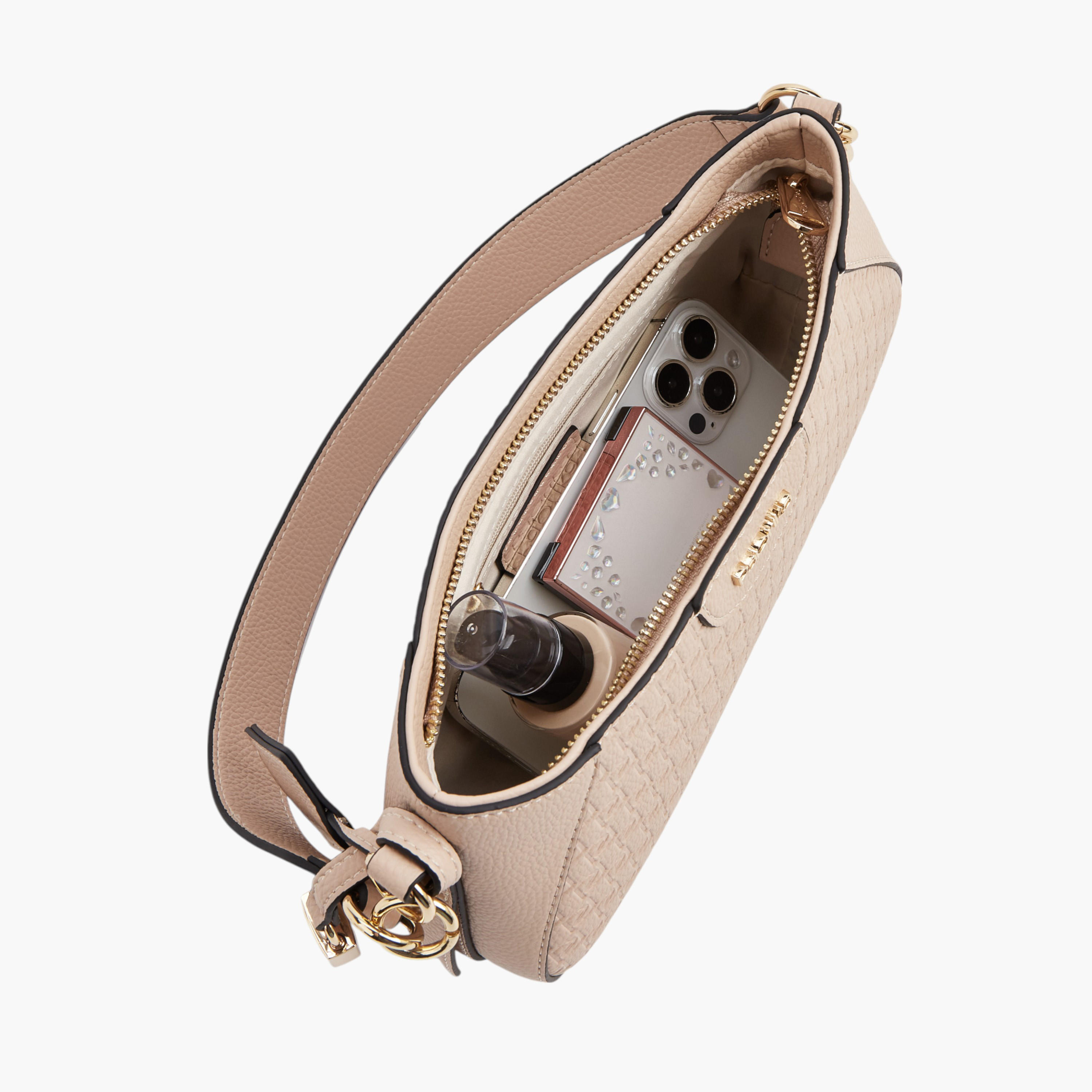Paprika Monogram Embossed Shoulder Bag with Detachable Strap and Zip Closure-women-bagsandwallets-handbags-image-7