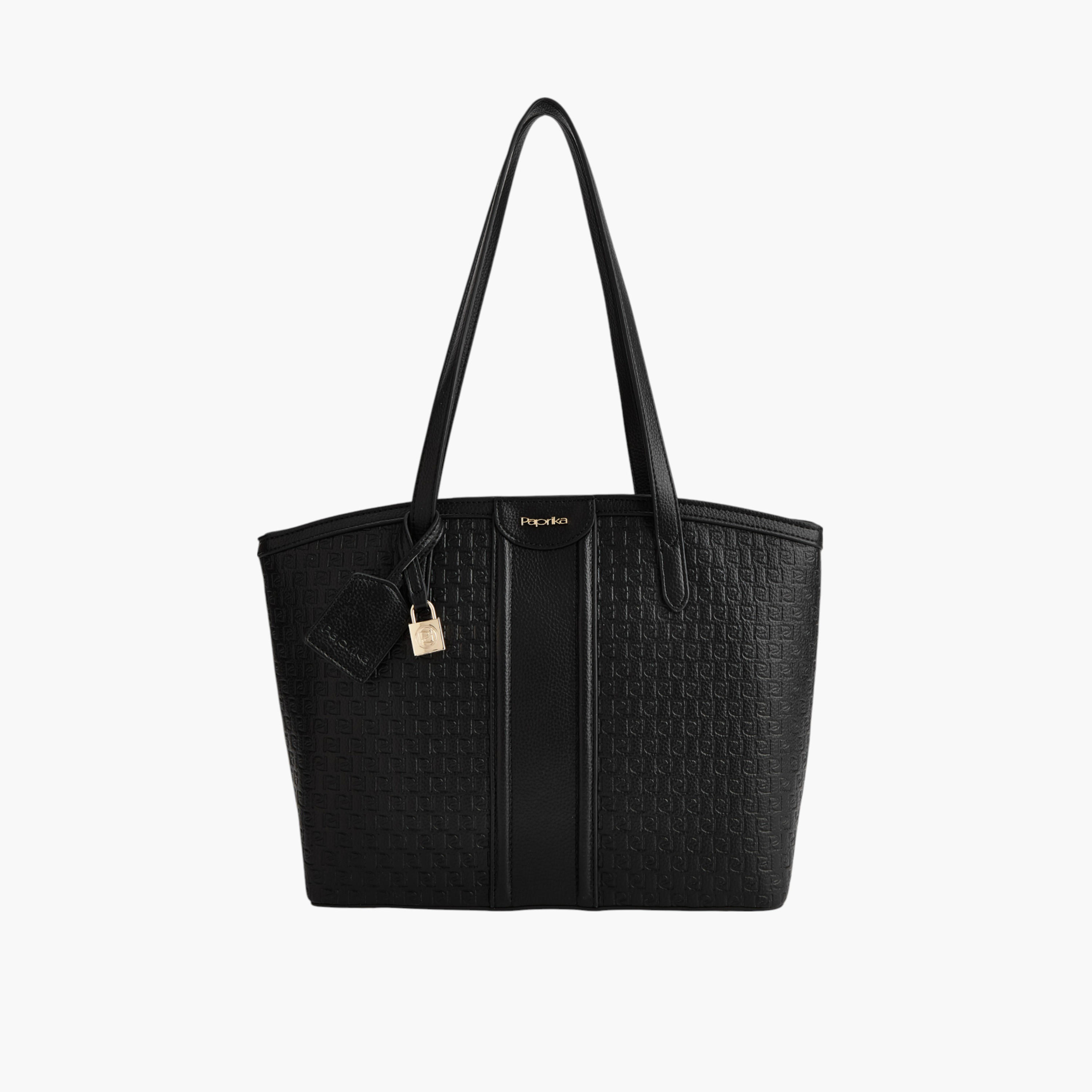 Paprika Monogram Embossed Tote Bag with Zip Closure-women-bagsandwallets-handbags-image-1