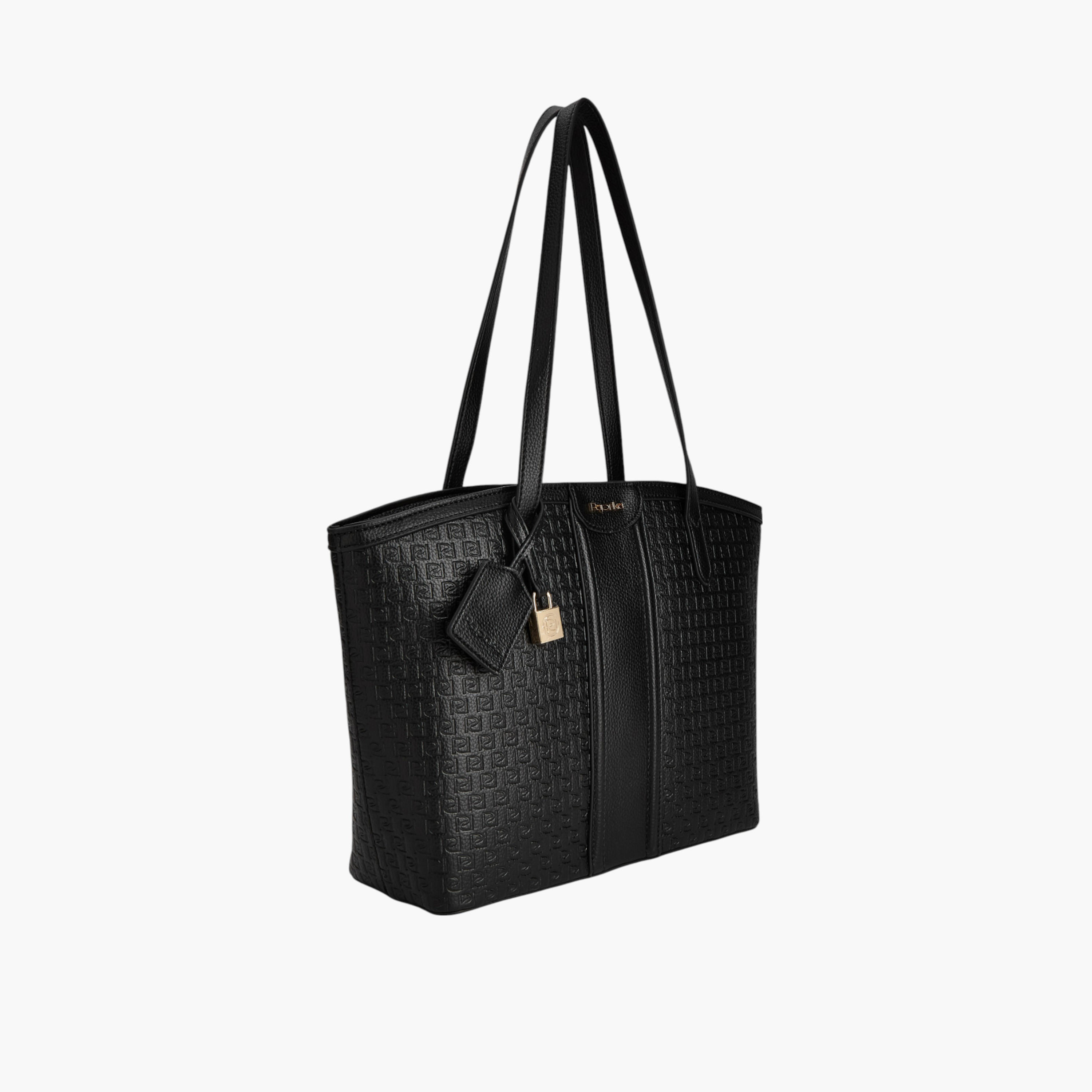 Paprika Monogram Embossed Tote Bag with Zip Closure-women-bagsandwallets-handbags-image-3