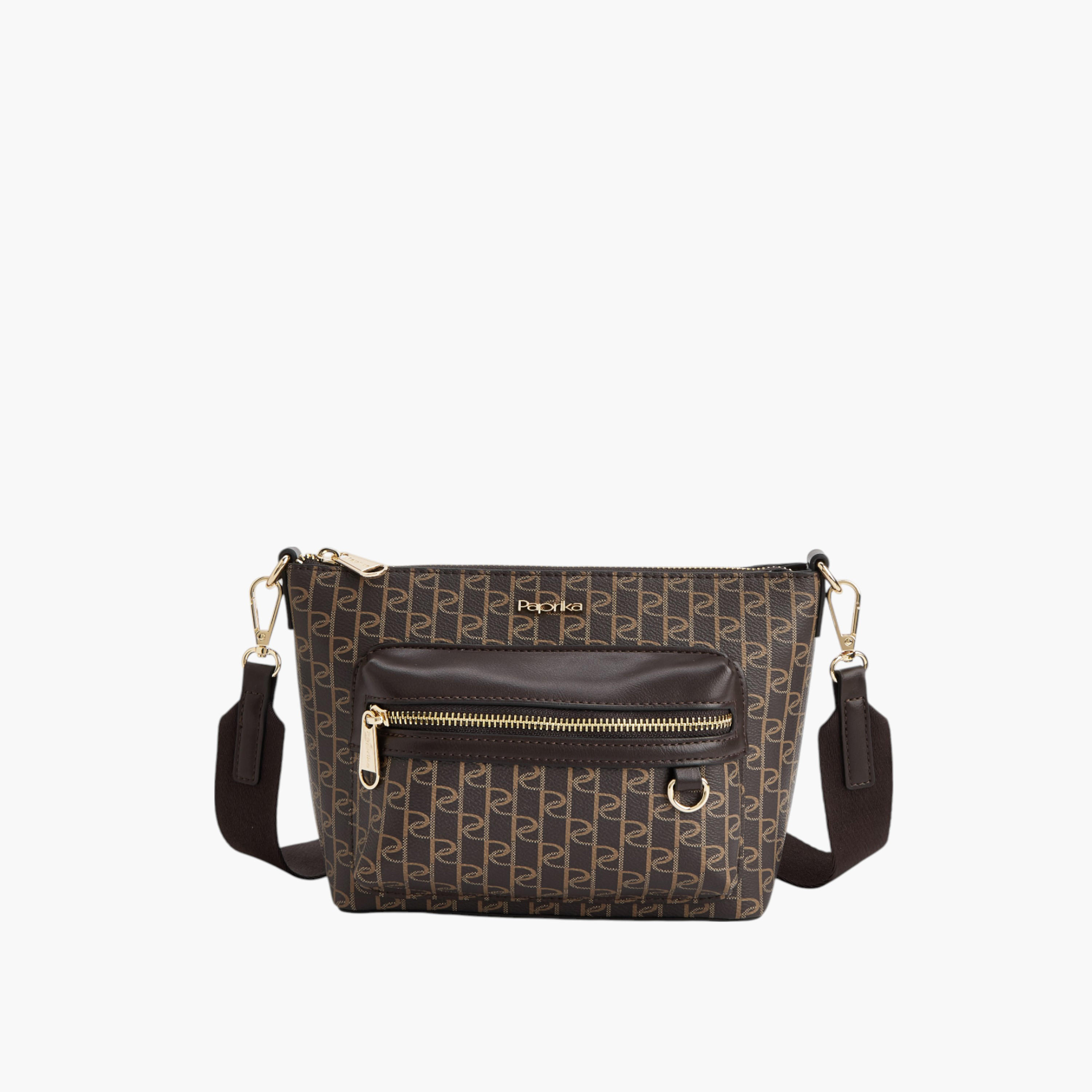 شنطة كروس بودي بطبعات مونوجرام وبحزام قابل للفصل وسحاب إغلاق من بابريكا-women-bagsandwallets-handbags-image-1