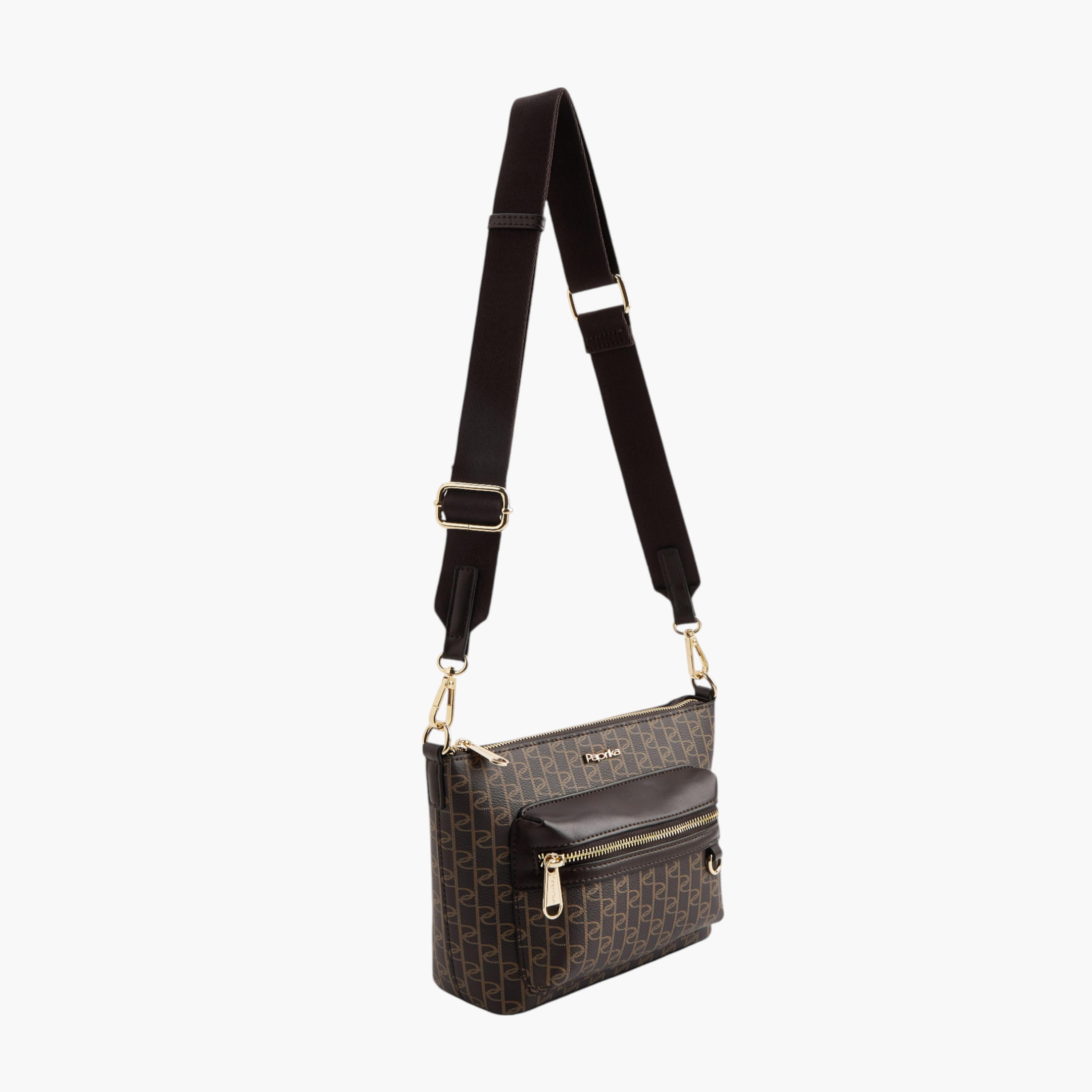 شنطة كروس بودي بطبعات مونوجرام وبحزام قابل للفصل وسحاب إغلاق من بابريكا-women-bagsandwallets-handbags-image-3