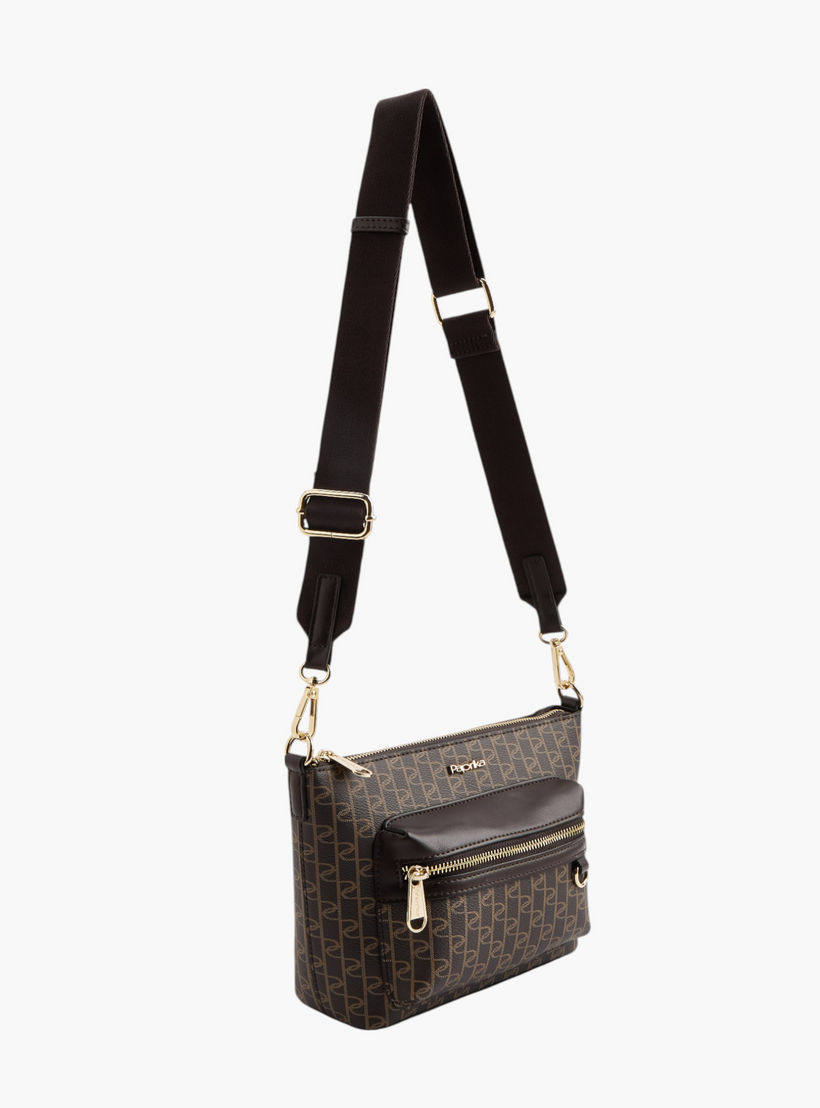 شنطة كروس بودي بطبعات مونوجرام وبحزام قابل للفصل وسحاب إغلاق من بابريكا-women-bagsandwallets-handbags-image-3