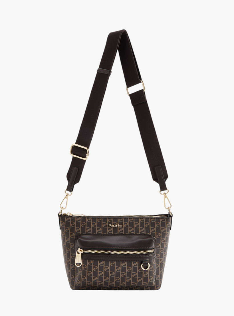 شنطة كروس بودي بطبعات مونوجرام وبحزام قابل للفصل وسحاب إغلاق من بابريكا-women-bagsandwallets-handbags-image-6