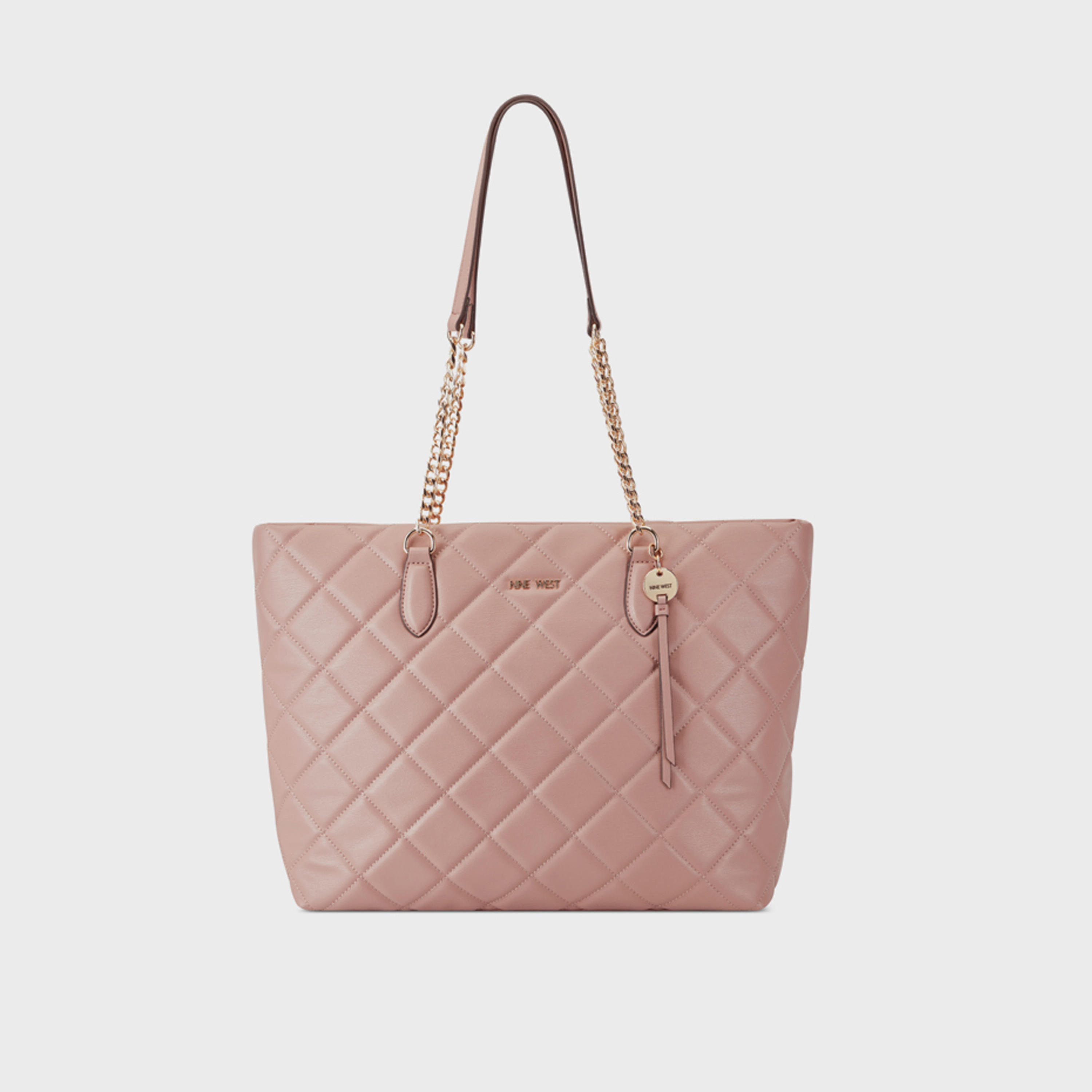 Nine West Quilted Top Handle Shoulder Bag with Zipper Closure and Chain Strap-women-bagsandwallets-handbags-image-1