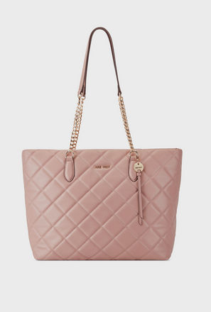 Nine West Quilted Top Handle Shoulder Bag with Zipper Closure and Chain Strap-women-image-1