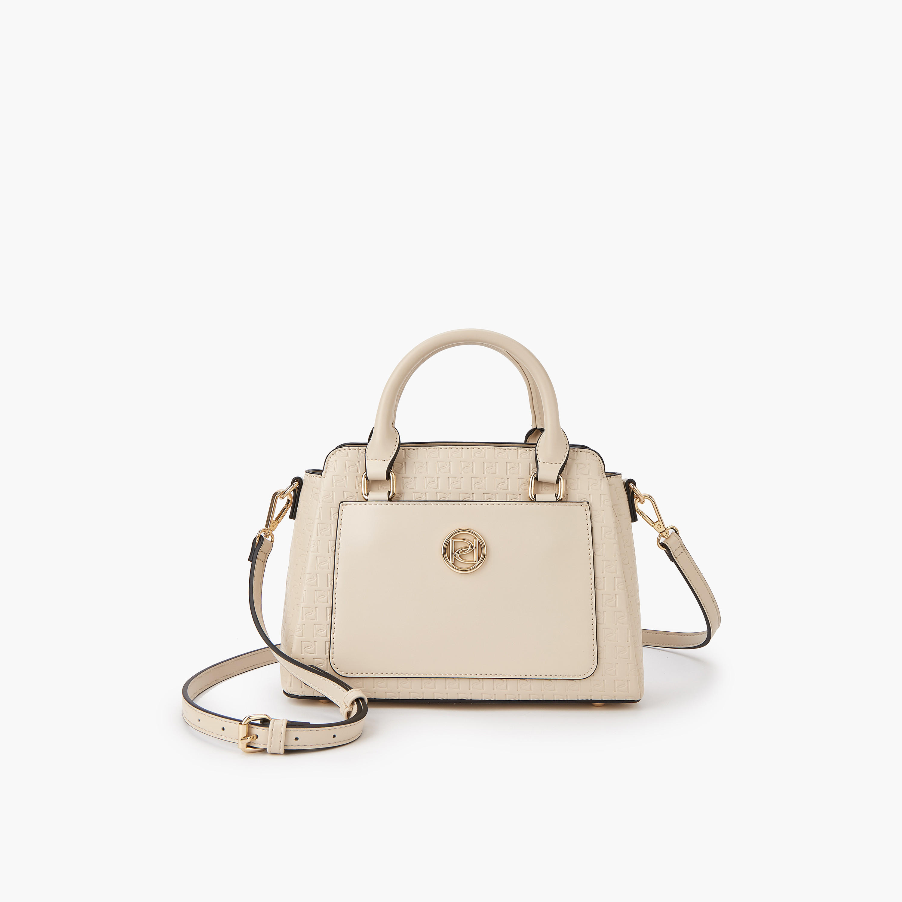 Paprika Monogram Embossed Tote Bag with Double Handle and Zip Closure-women-bagsandwallets-handbags-image-1