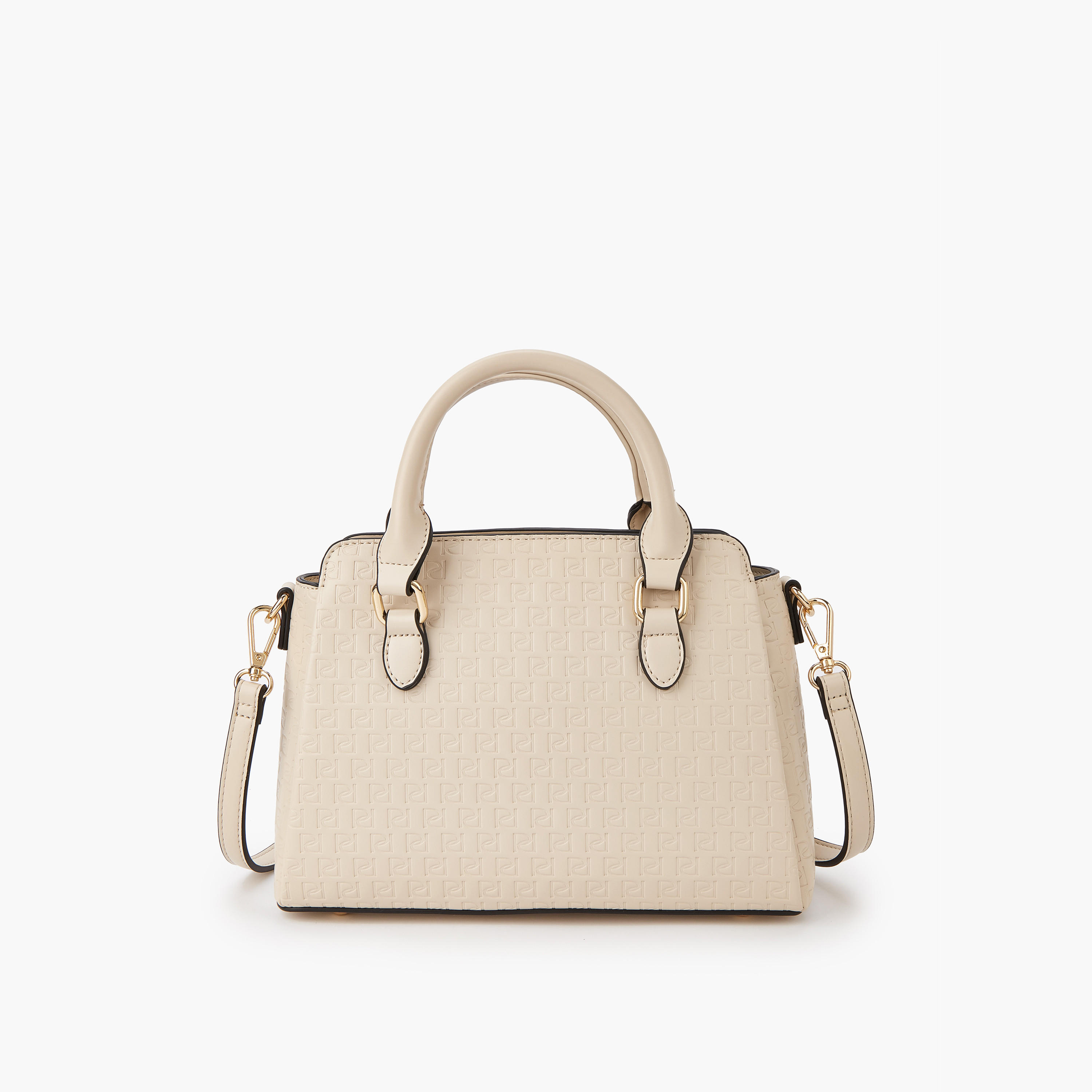 Paprika Monogram Embossed Tote Bag with Double Handle and Zip Closure-women-bagsandwallets-handbags-image-4