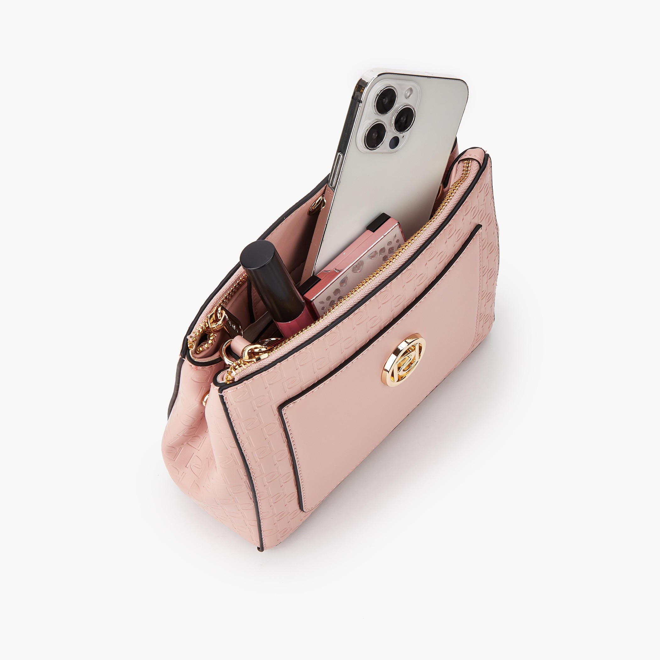 Paprika Monogram Embossed Crossbody Bag with Zip Closure-women-bagsandwallets-handbags-image-7
