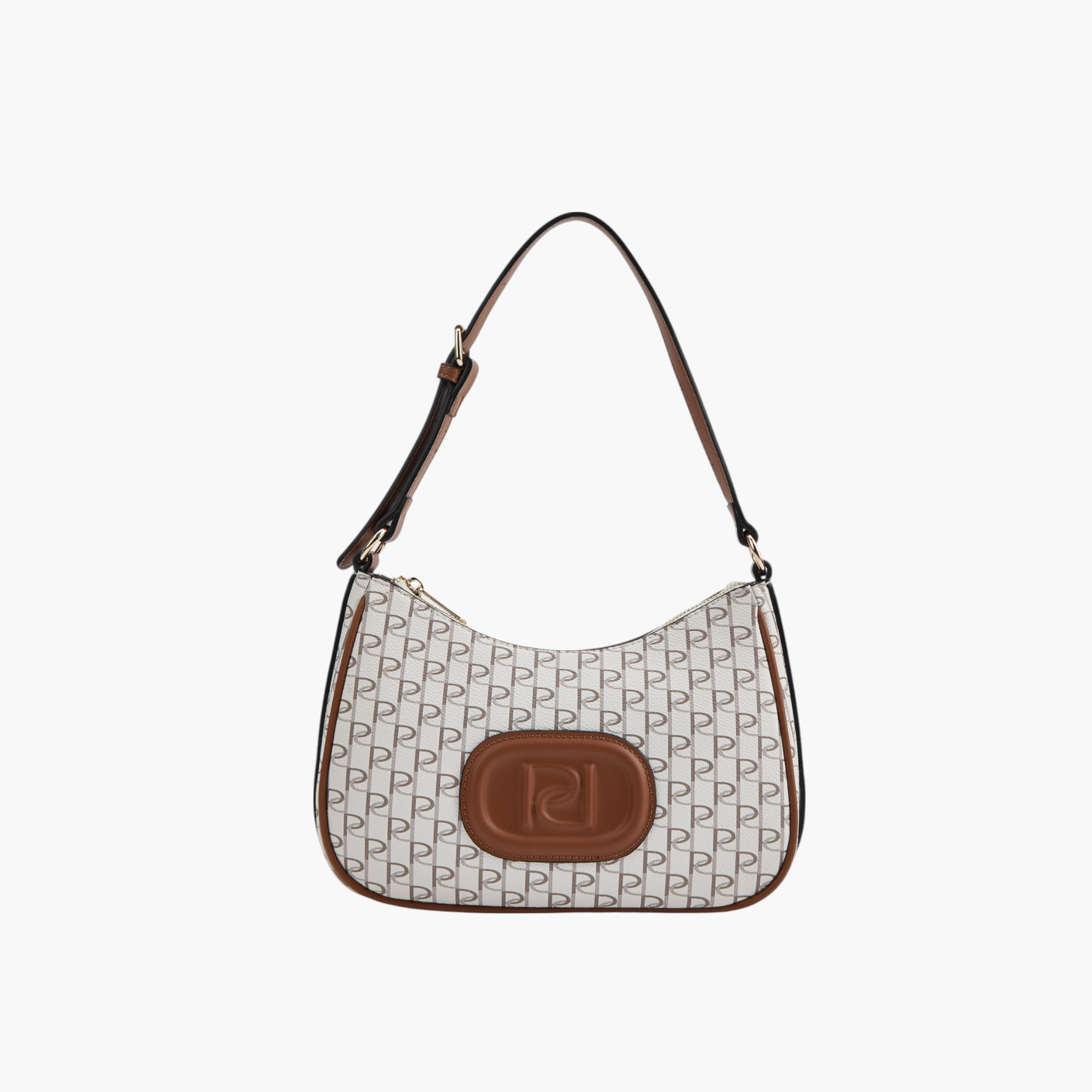 Paprika Monogram Print Shoulder Bag with Zip Closure-women-bagsandwallets-handbags-image-1
