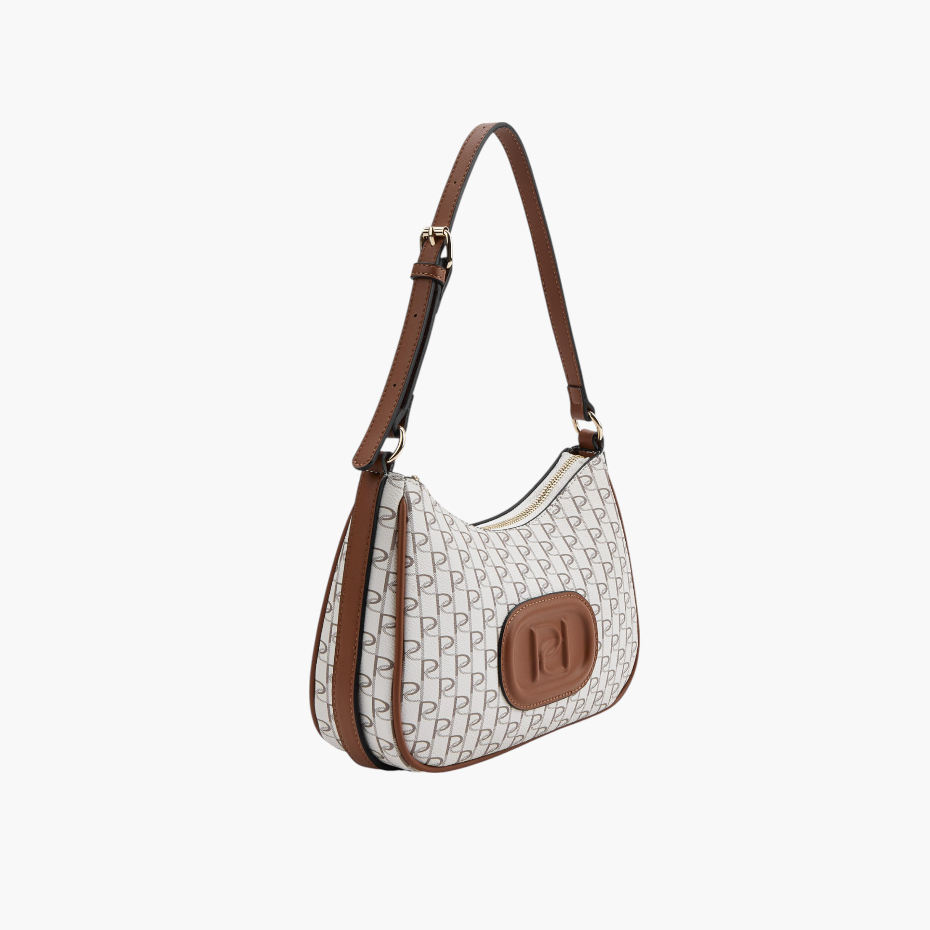 Paprika Monogram Print Shoulder Bag with Zip Closure-women-bagsandwallets-handbags-image-2