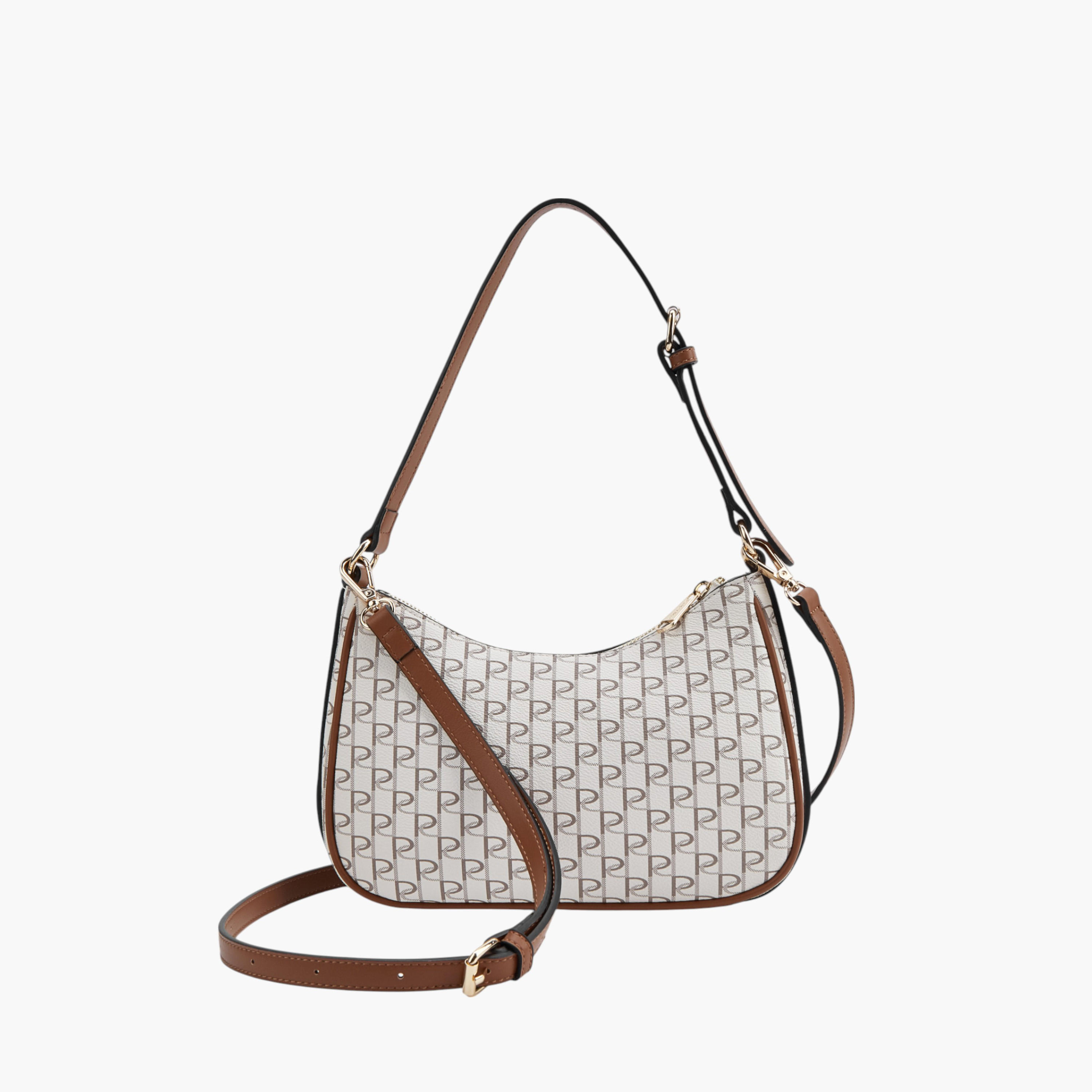 Paprika Monogram Print Shoulder Bag with Zip Closure-women-bagsandwallets-handbags-image-3