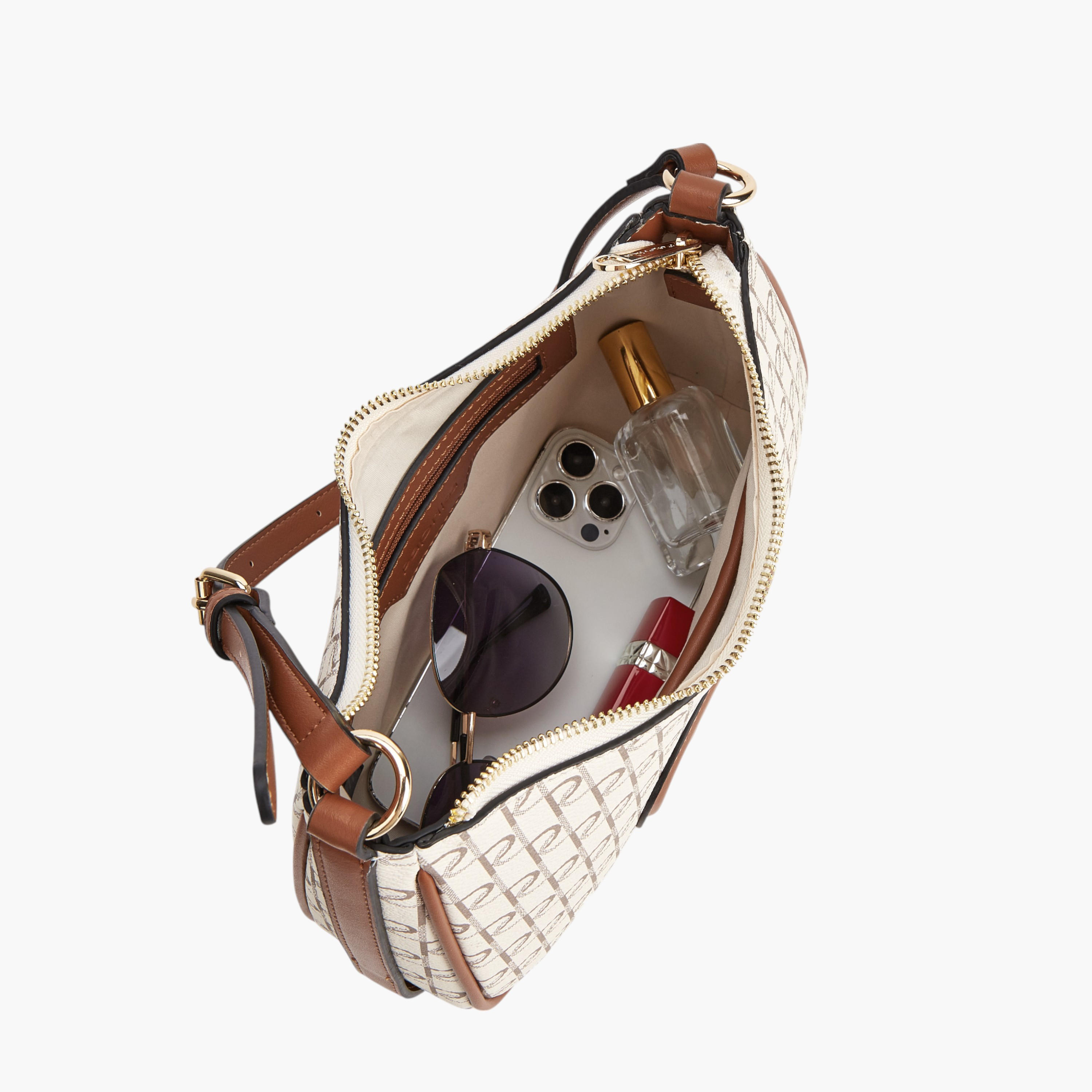 Paprika Monogram Print Shoulder Bag with Zip Closure-women-bagsandwallets-handbags-image-6