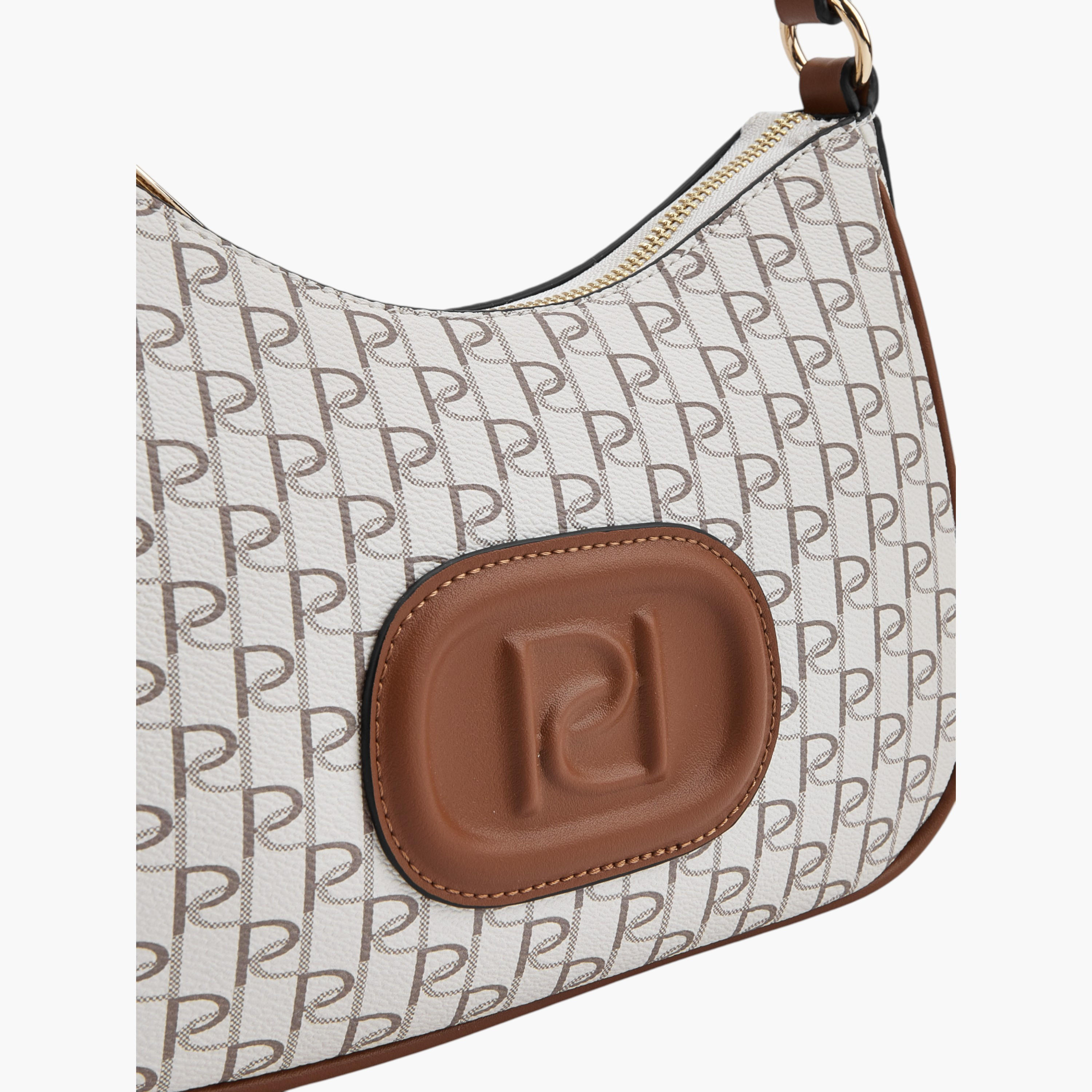 Paprika Monogram Print Shoulder Bag with Zip Closure-women-bagsandwallets-handbags-image-7