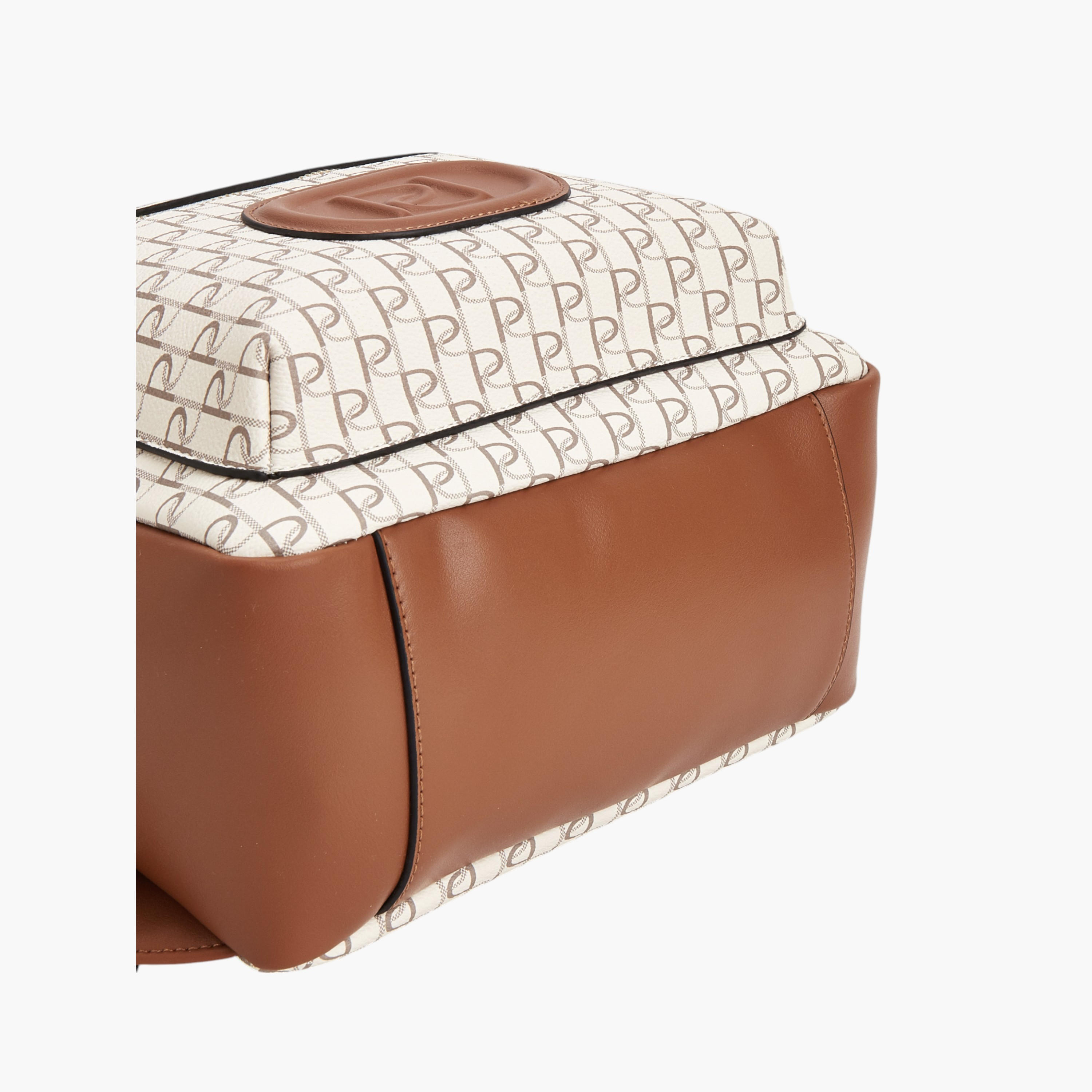 Paprika Monogram Print Backpack with Zip Closure - 12x26x36 cm-women-bagsandwallets-backpacks-image-5