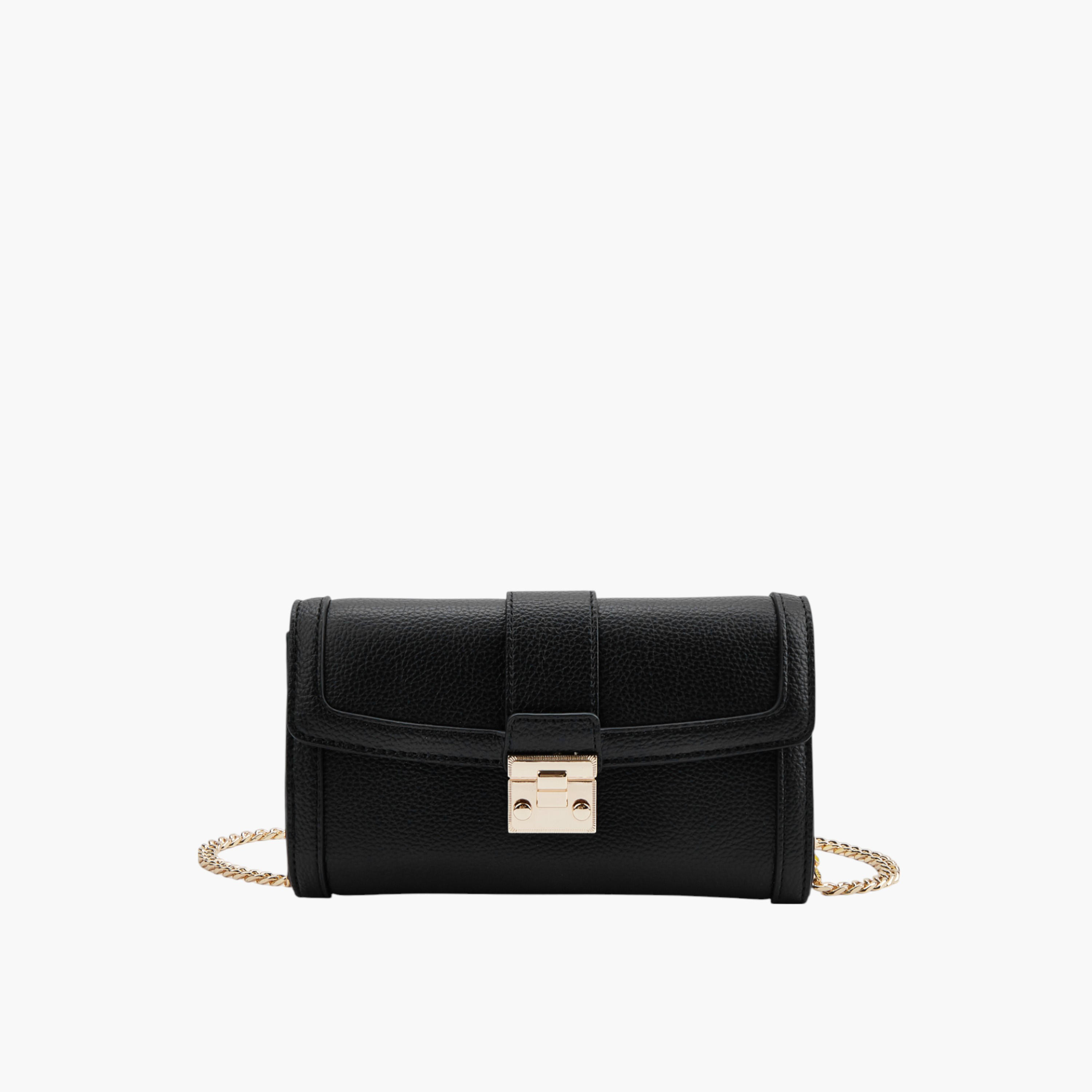Paprika Textured Crossbody Bag with Chain Strap and Magnetic Button Closure-women-bagsandwallets-handbags-image-1