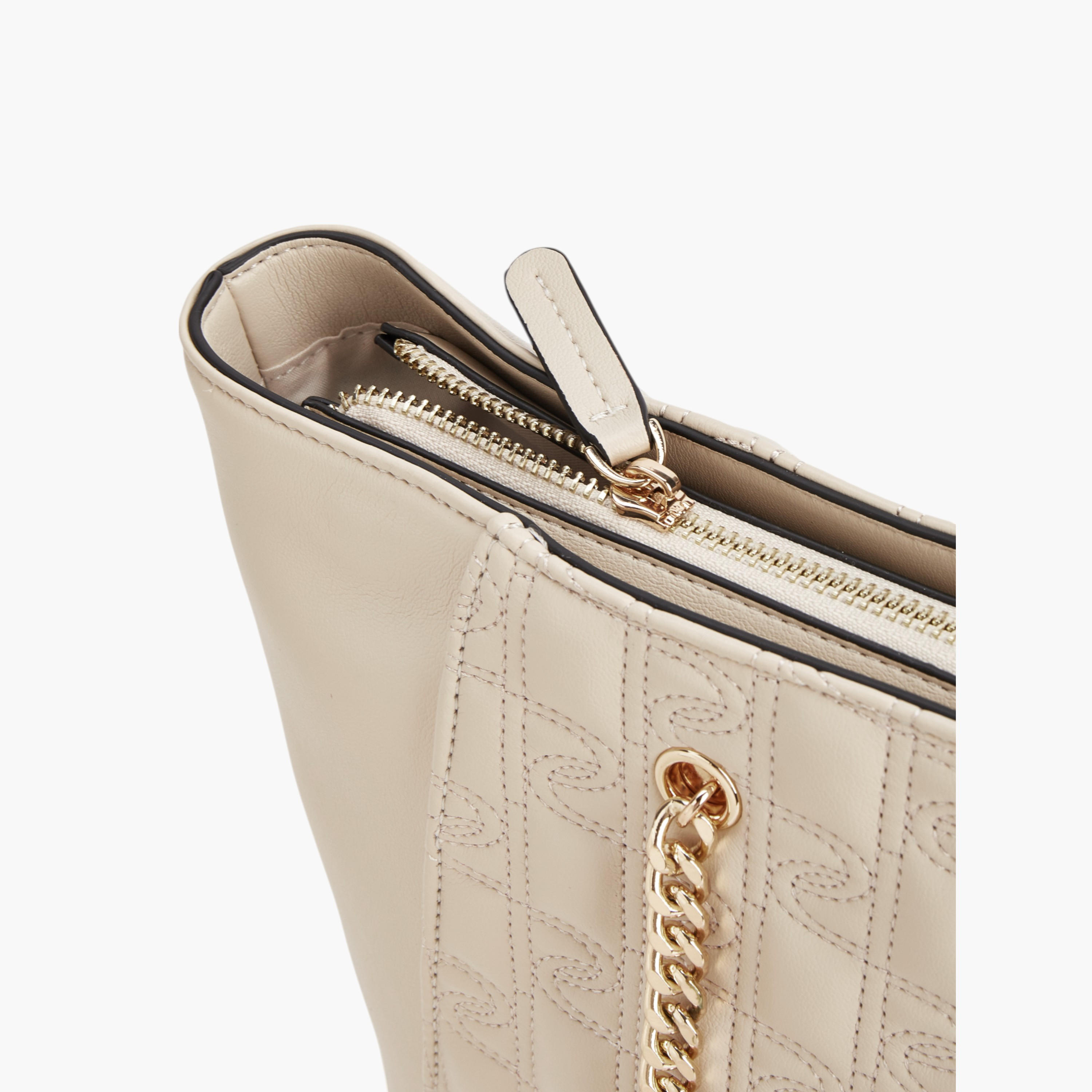Paprika Stitch Detail Tote Bag with Double Chain Strap and Zip Closure-women-bagsandwallets-handbags-image-4