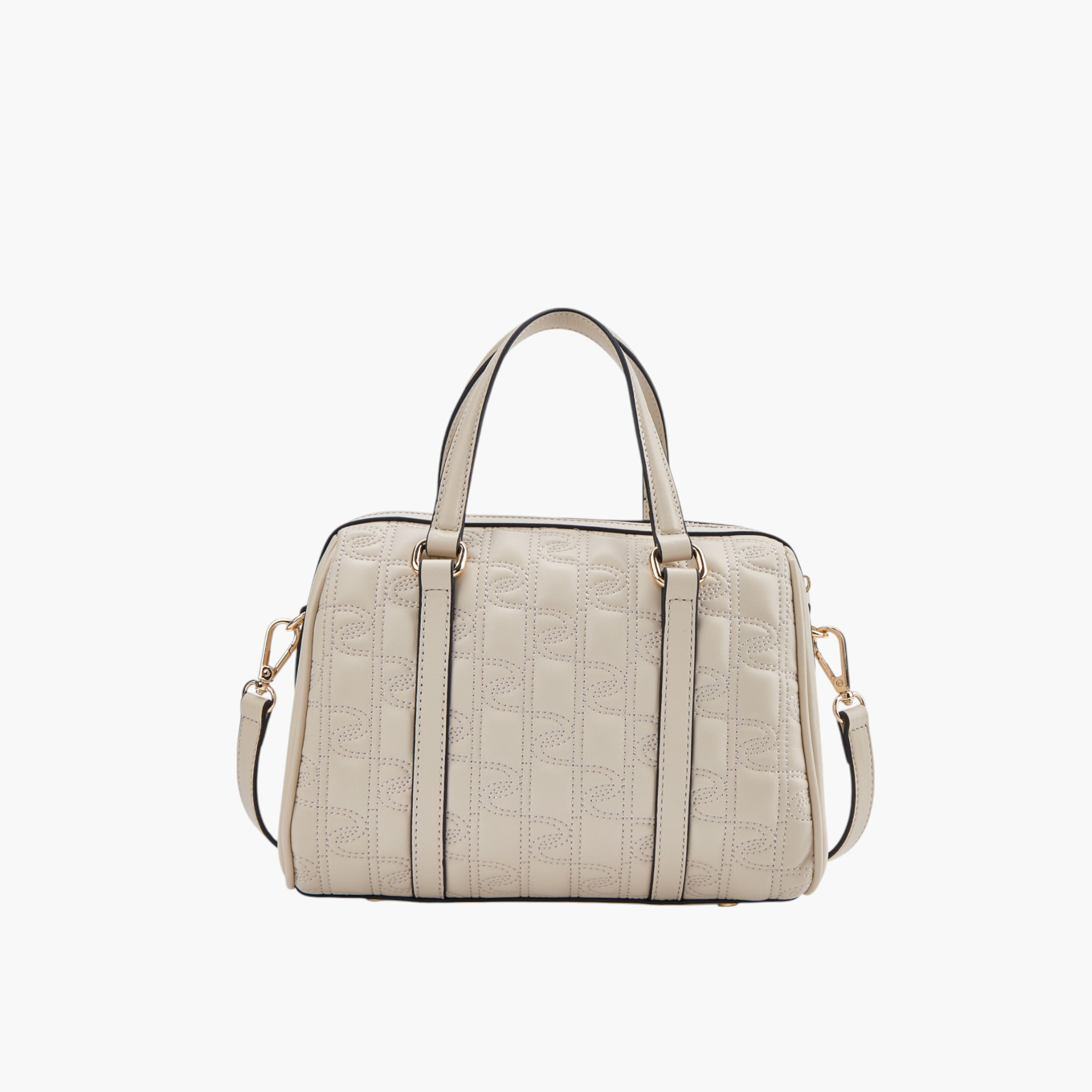Paprika Monogram Quilted Tote Bag with Detachable Strap and Zip Closure-women-bagsandwallets-handbags-image-3
