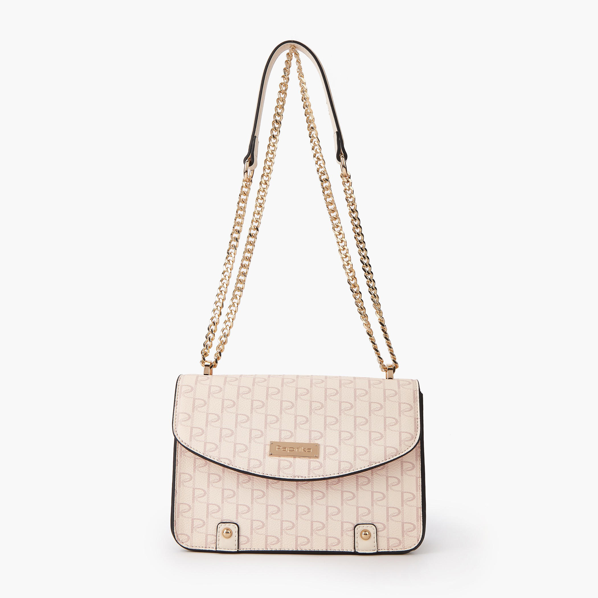 Paprika Monogram Print Crossbody Bag with Button Closure-women-bagsandwallets-handbags-image-1