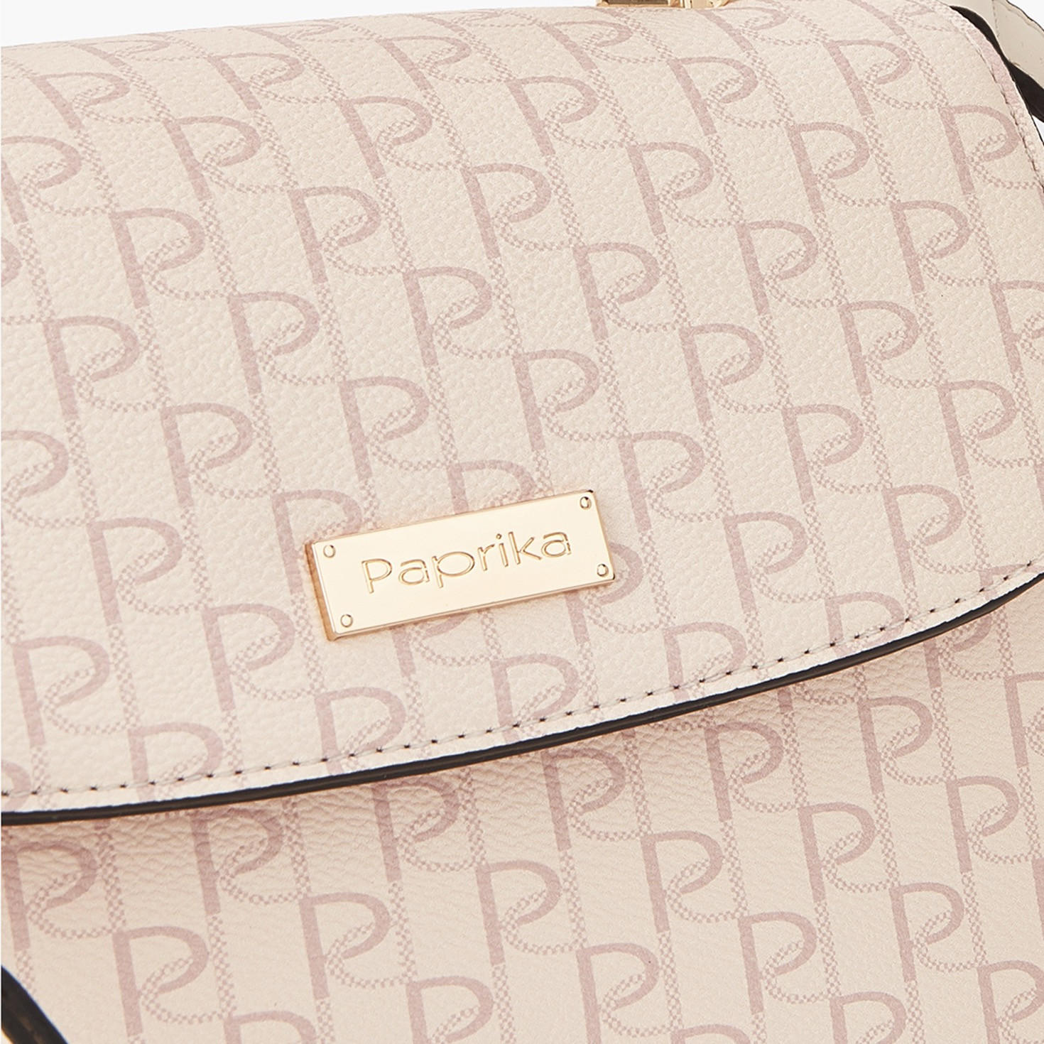 Paprika Monogram Print Satchel Bag with Button Closure-women-bagsandwallets-handbags-image-5