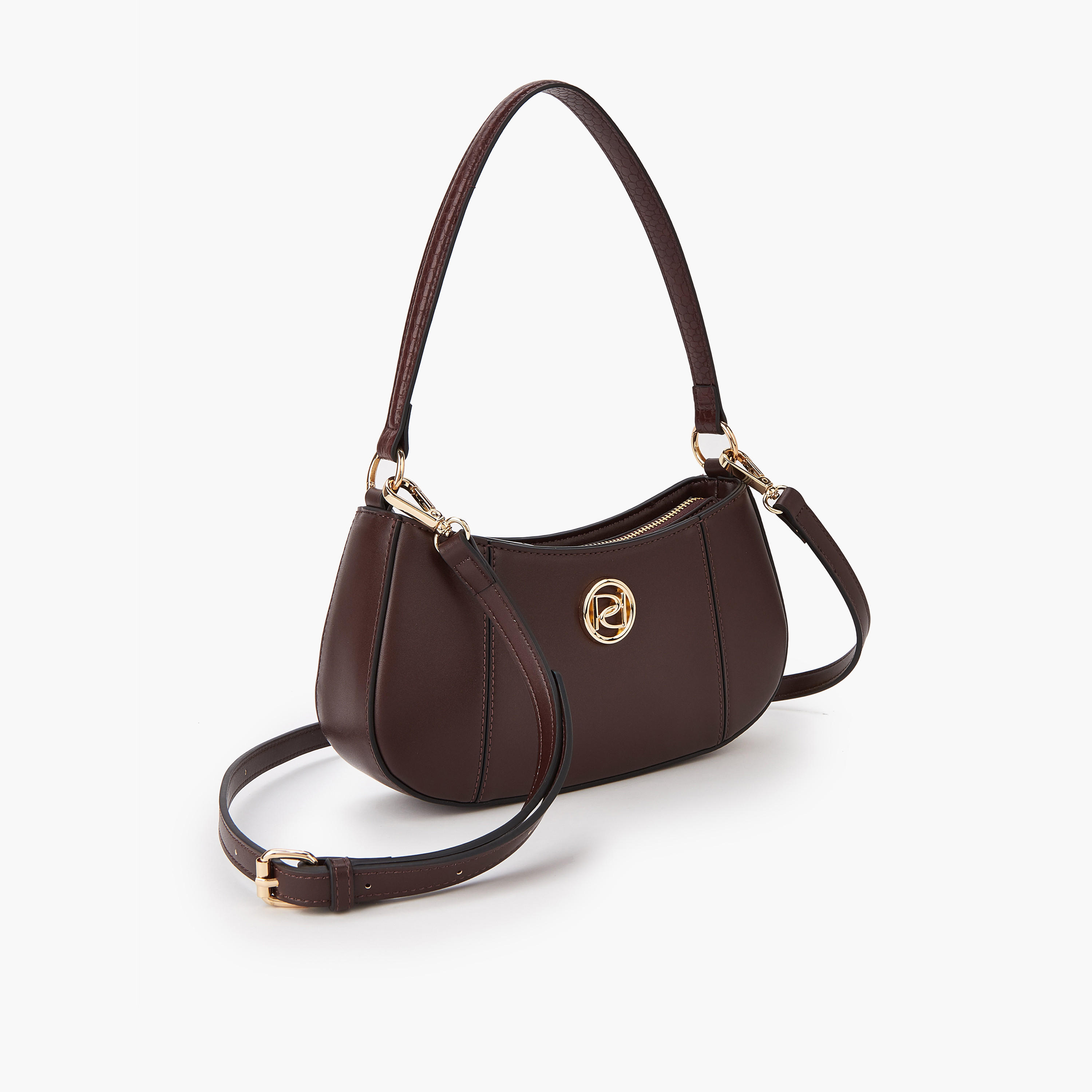 Paprika Solid Shoulder Bag with Detachable Strap and Zip Closure-women-bagsandwallets-handbags-image-2