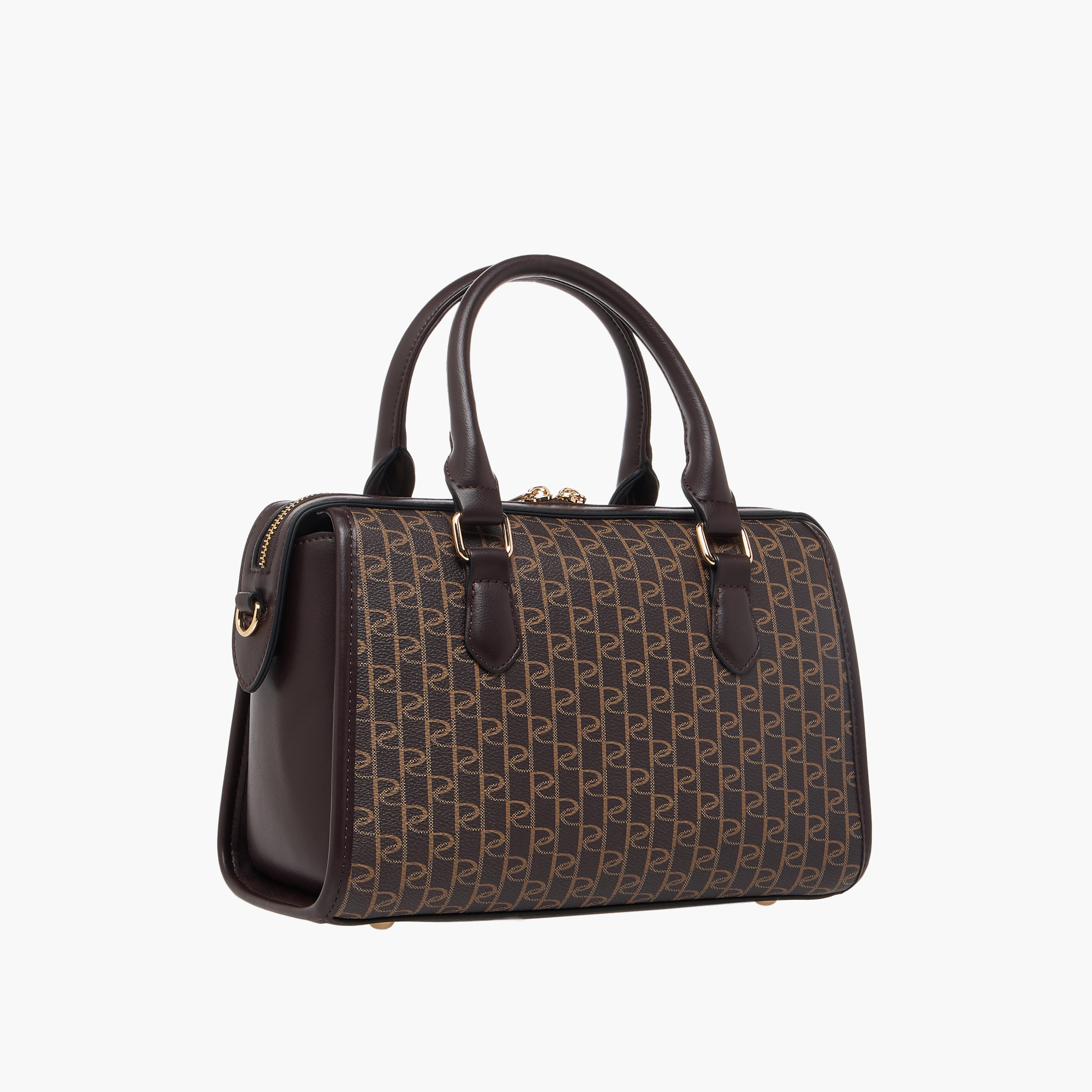 Paprika Monogram Print Tote Bag with Detachable Strap and Zip Closure-women-bagsandwallets-handbags-image-4