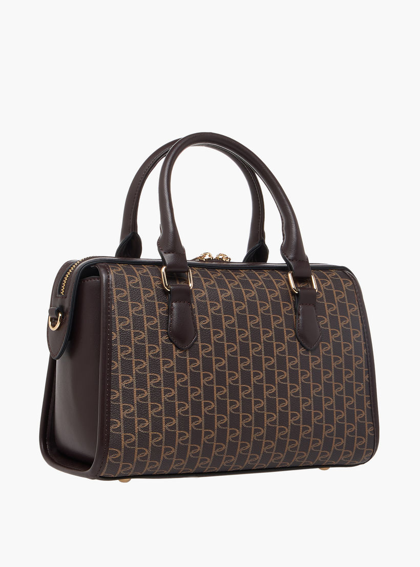 Paprika Monogram Print Tote Bag with Detachable Strap and Zip Closure-women-bagsandwallets-handbags-image-4