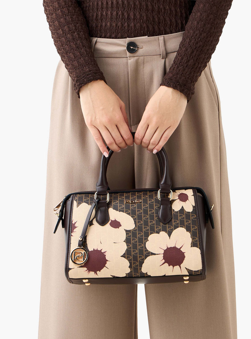Paprika Monogram Print Tote Bag with Detachable Strap and Zip Closure-women-bagsandwallets-handbags-image-8