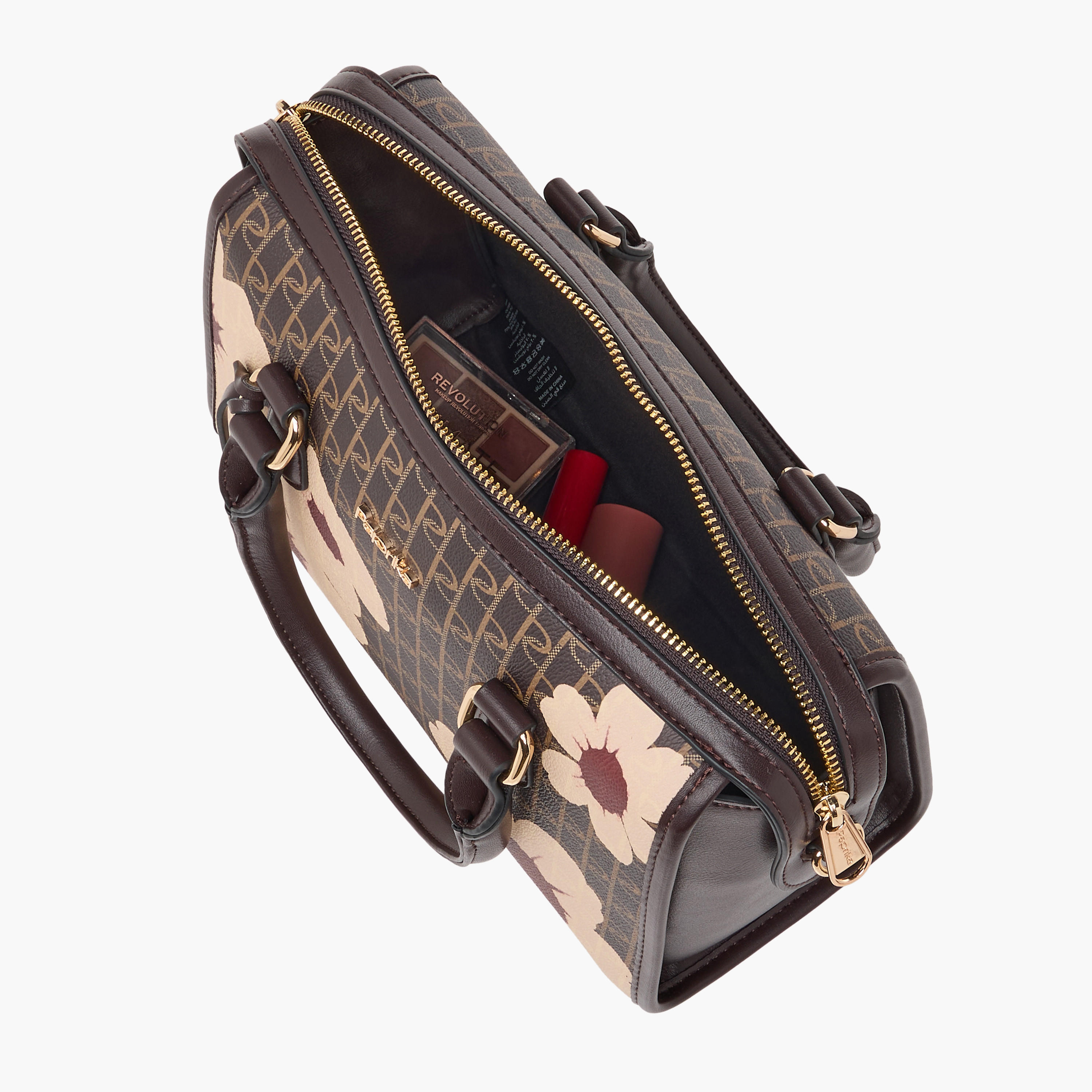 Paprika Monogram Print Tote Bag with Detachable Strap and Zip Closure-women-bagsandwallets-handbags-image-9
